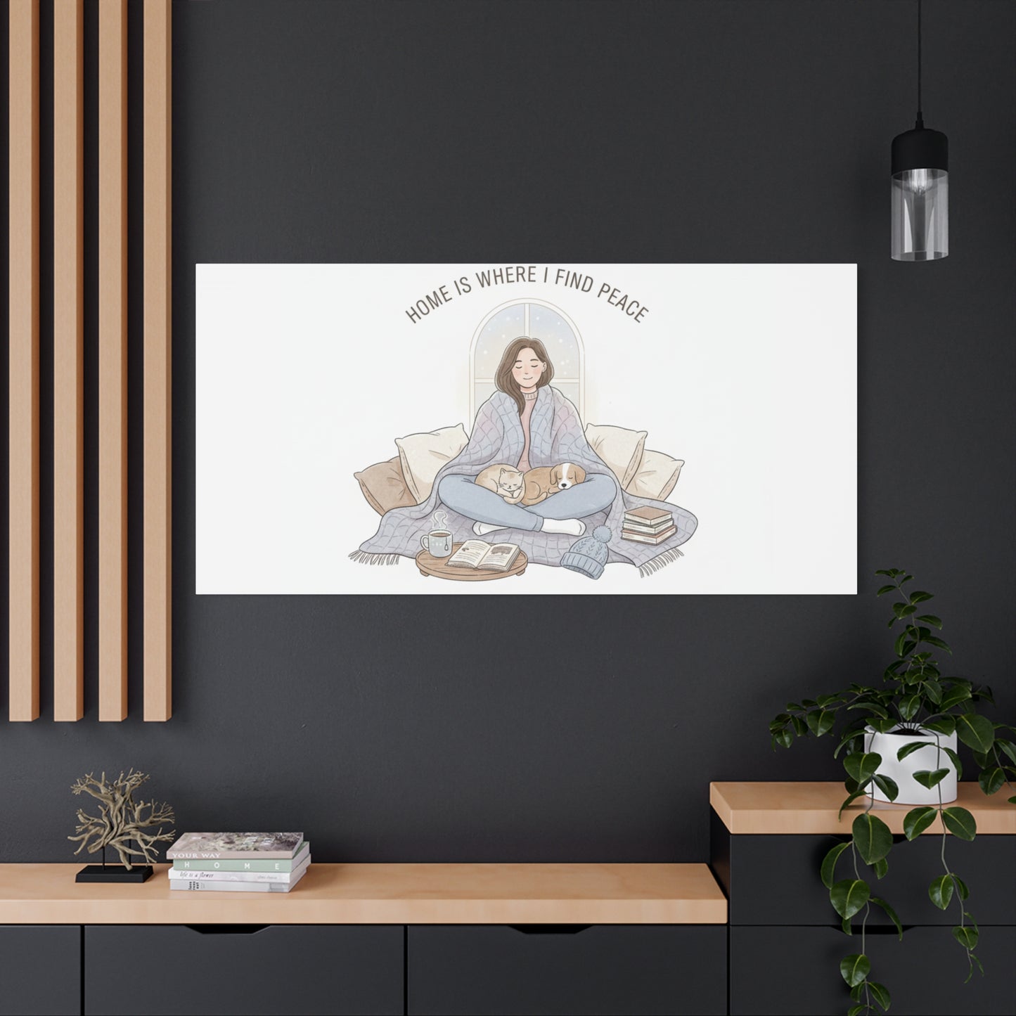 Home Is Where I Find Peace Canvas | Cozy Homebody Wall Art, Introvert Winter