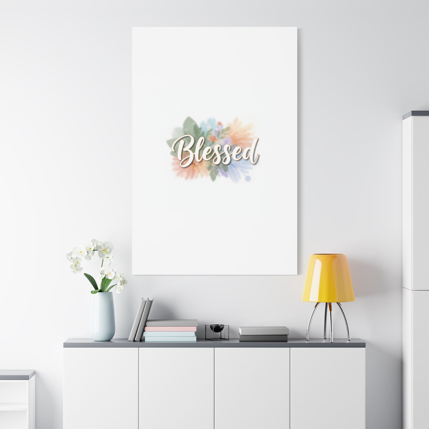 Blessed Floral Script Canvas