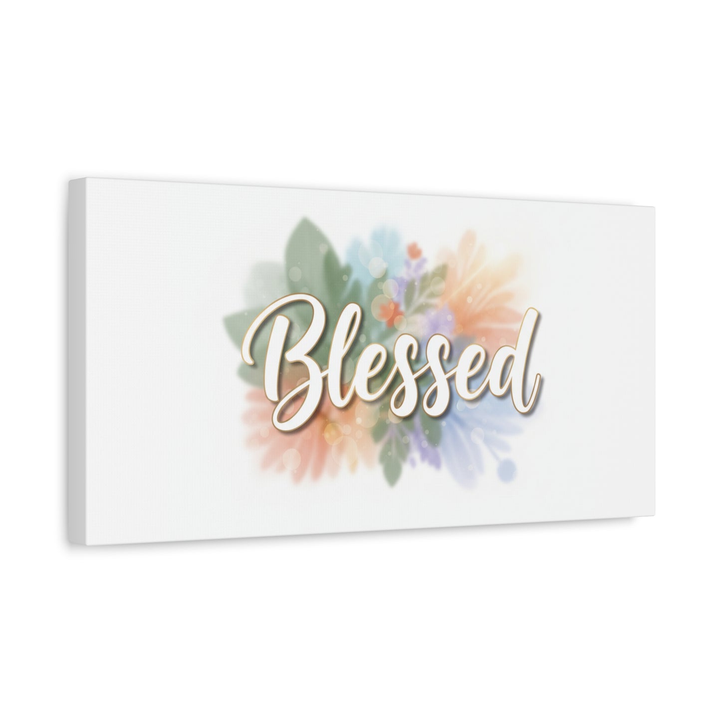 Blessed Floral Script Canvas