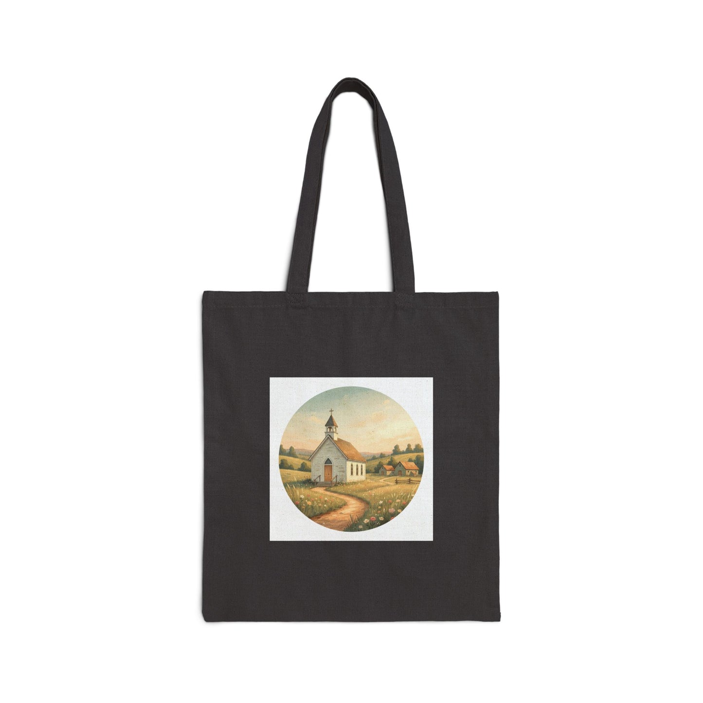 Country Church Cotton Canvas Tote Bag