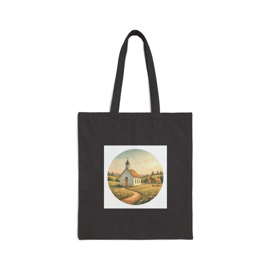 Country Church Cotton Canvas Tote Bag