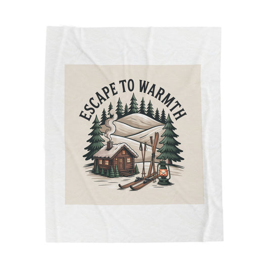 Escape to Warmth Cabin Blanket | cozy lodge aesthetic, mountain silhouette