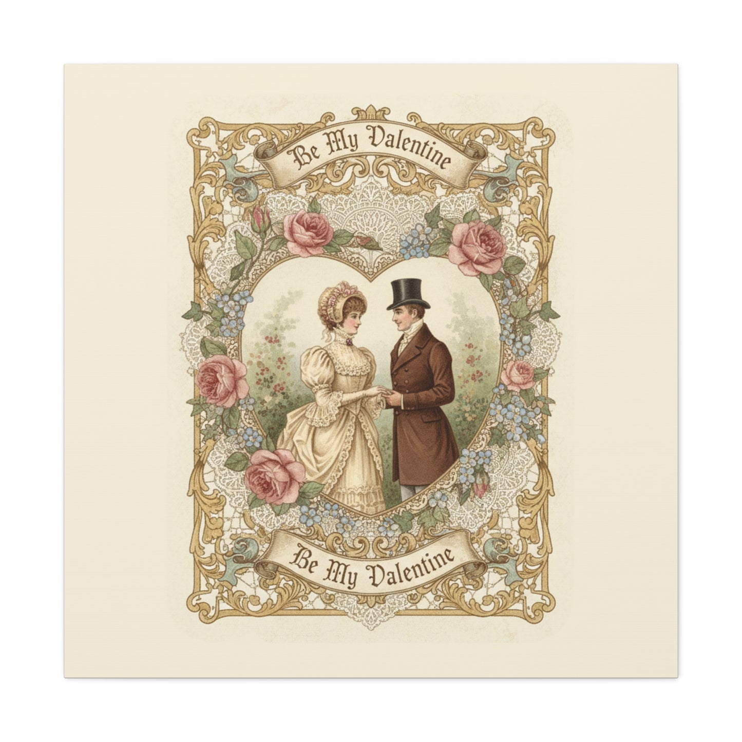 Victorian Valentine Print Canvas | Retro Americana, Vintage Romance