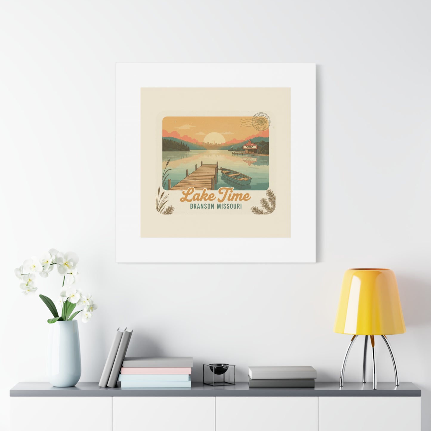 Vintage Postcard Canvas Lake Time Print