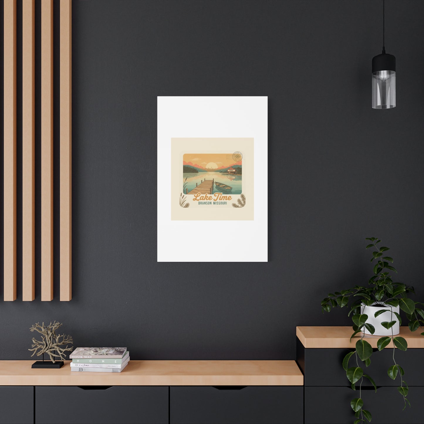 Vintage Postcard Canvas Lake Time Print