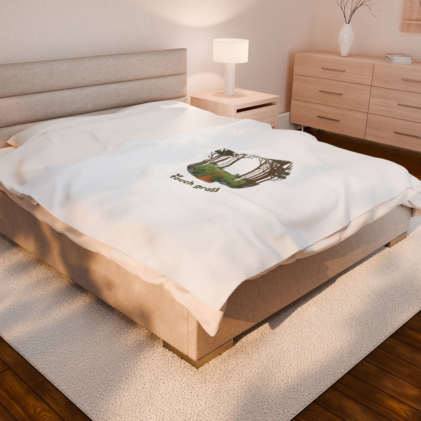 touch grass woodland scene Velveteen Blanket, goblincore mushroom aesthetic