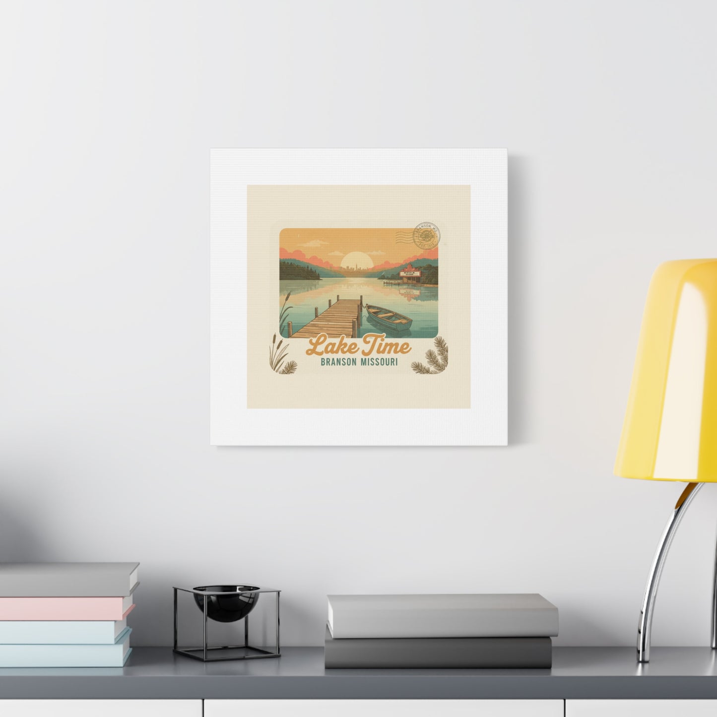 Vintage Postcard Canvas Lake Time Print