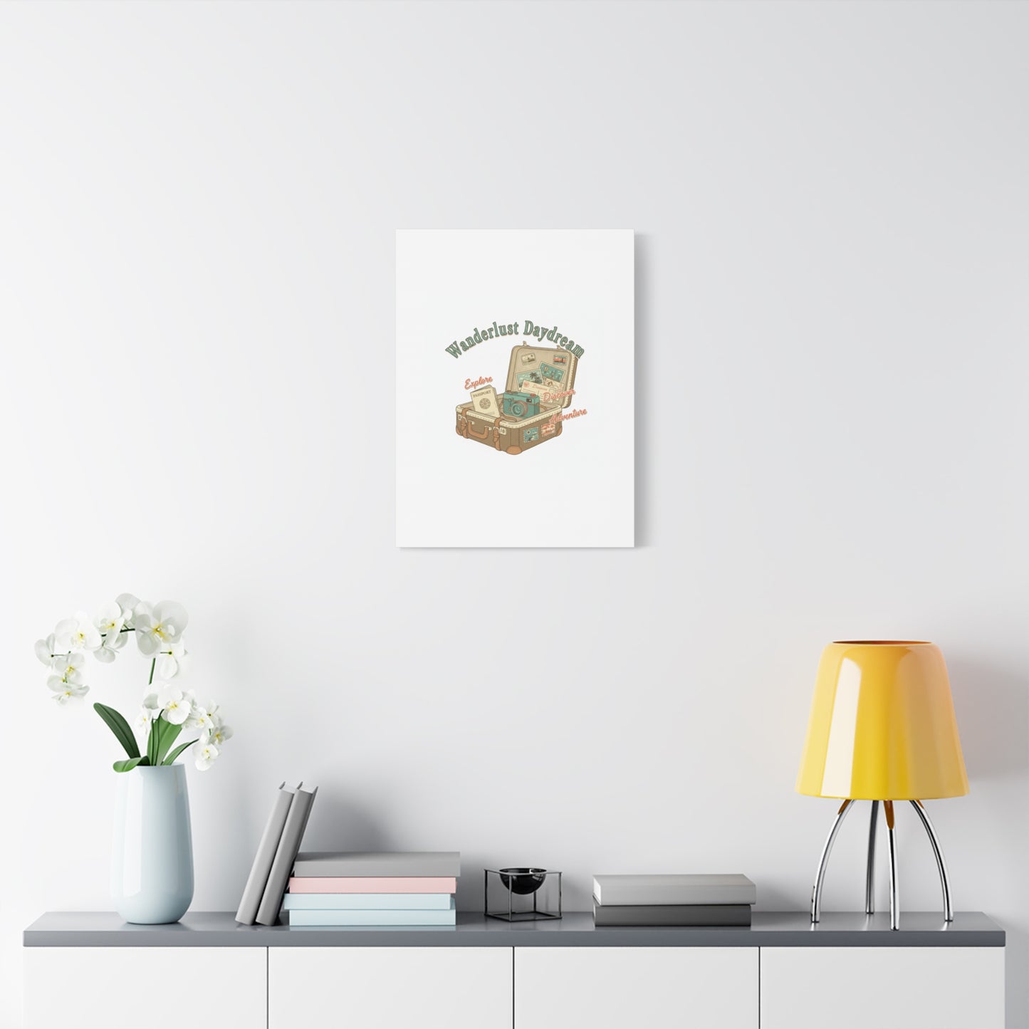 Wanderlust Daydream Travel Postcard Canvas | Retro Travel Stamp Decor