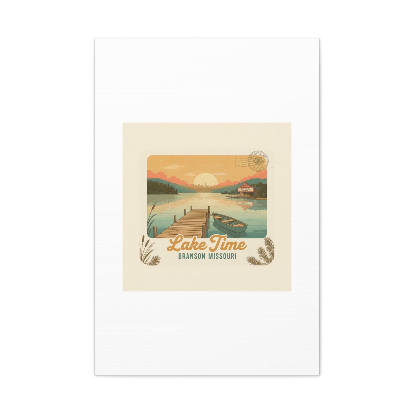 Vintage Postcard Canvas Lake Time Print