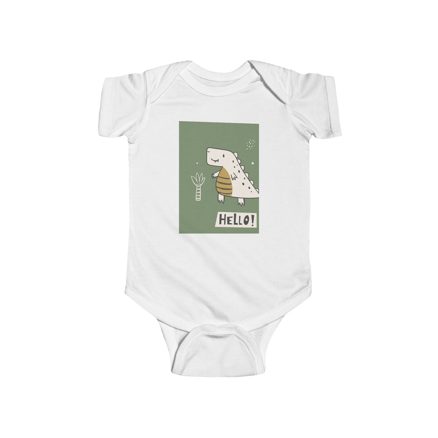 Infant Bodysuit - Cute Dino "Hello!" Graphic Baby Onesie