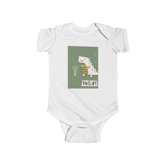 Infant Bodysuit - Cute Dino "Hello!" Graphic Baby Onesie