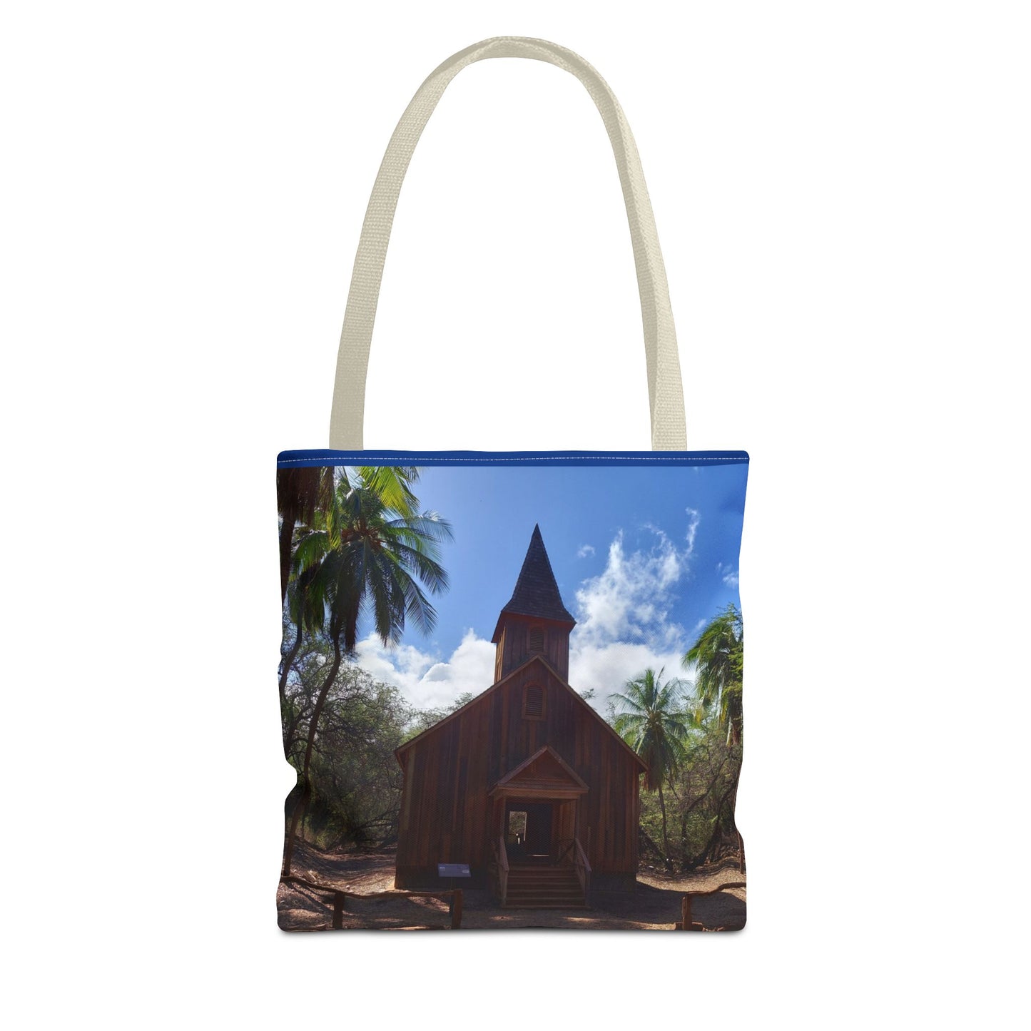 Rustic Chapel Photo Tote Bag — Tropical Island Church AOP
