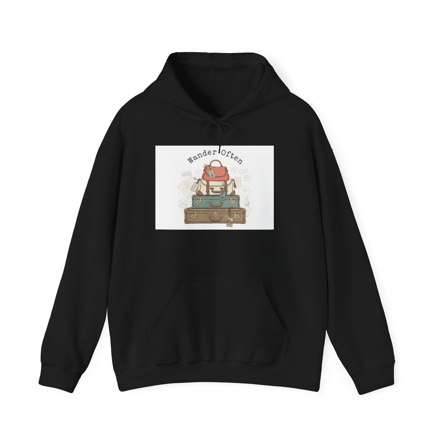 Wanderlust Passport Stamp Hoodie | retro travel postcard, vintage stamp design