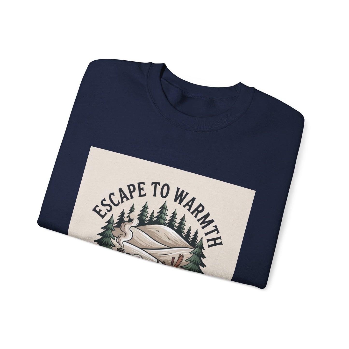Escape to Warmth Cabin Vibes Sweatshirt | mountain silhouette, pine tree sweatshirt
