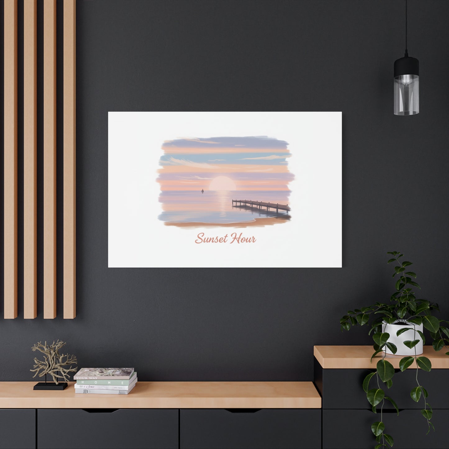 Sunset Hour Canvas, Matte Stretched 1.25" | Minimal Luxe Gold Accent