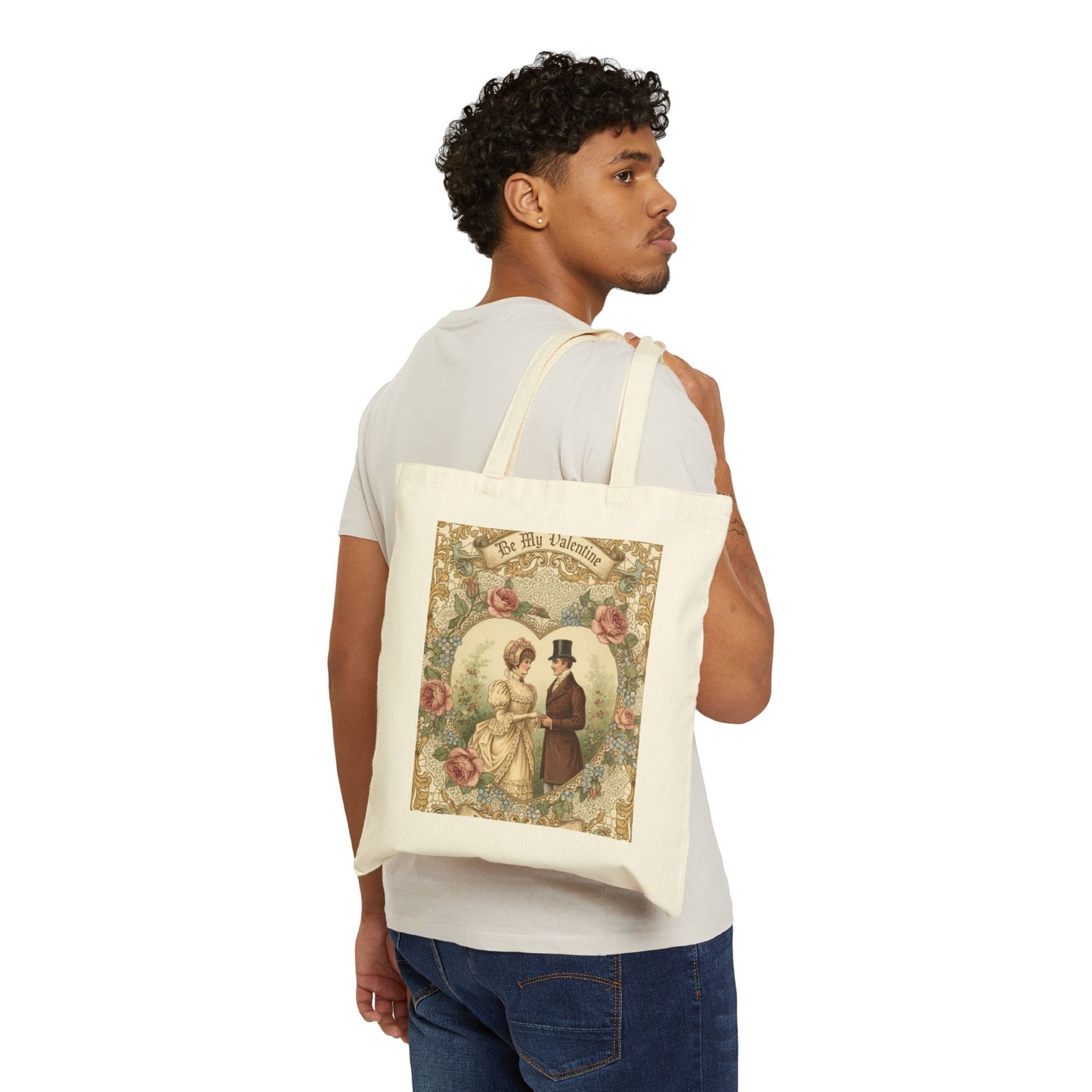 Vintage Americana Illustration Tote | Retro Diner Roadside, Weathered Cream