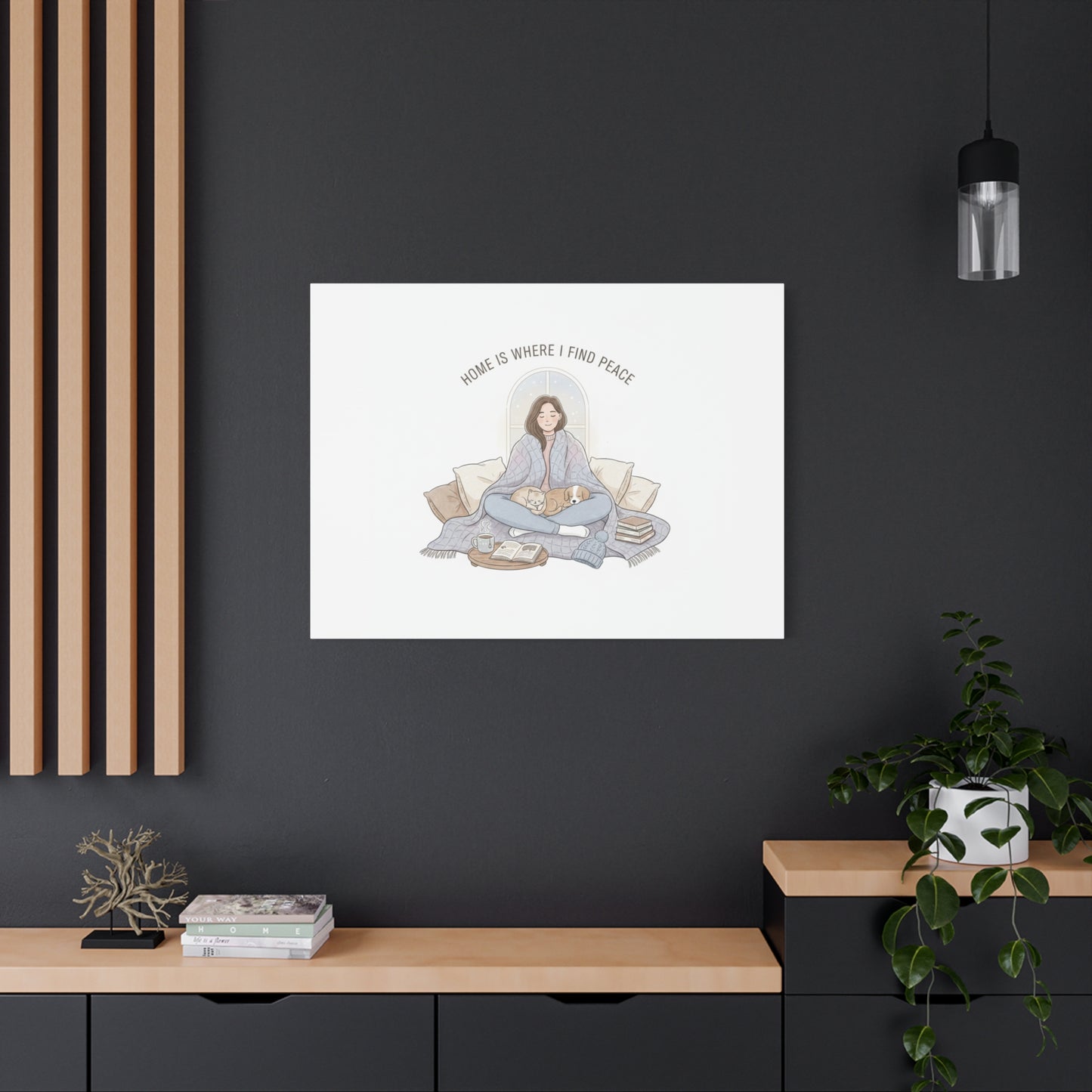 Home Is Where I Find Peace Canvas | Cozy Homebody Wall Art, Introvert Winter