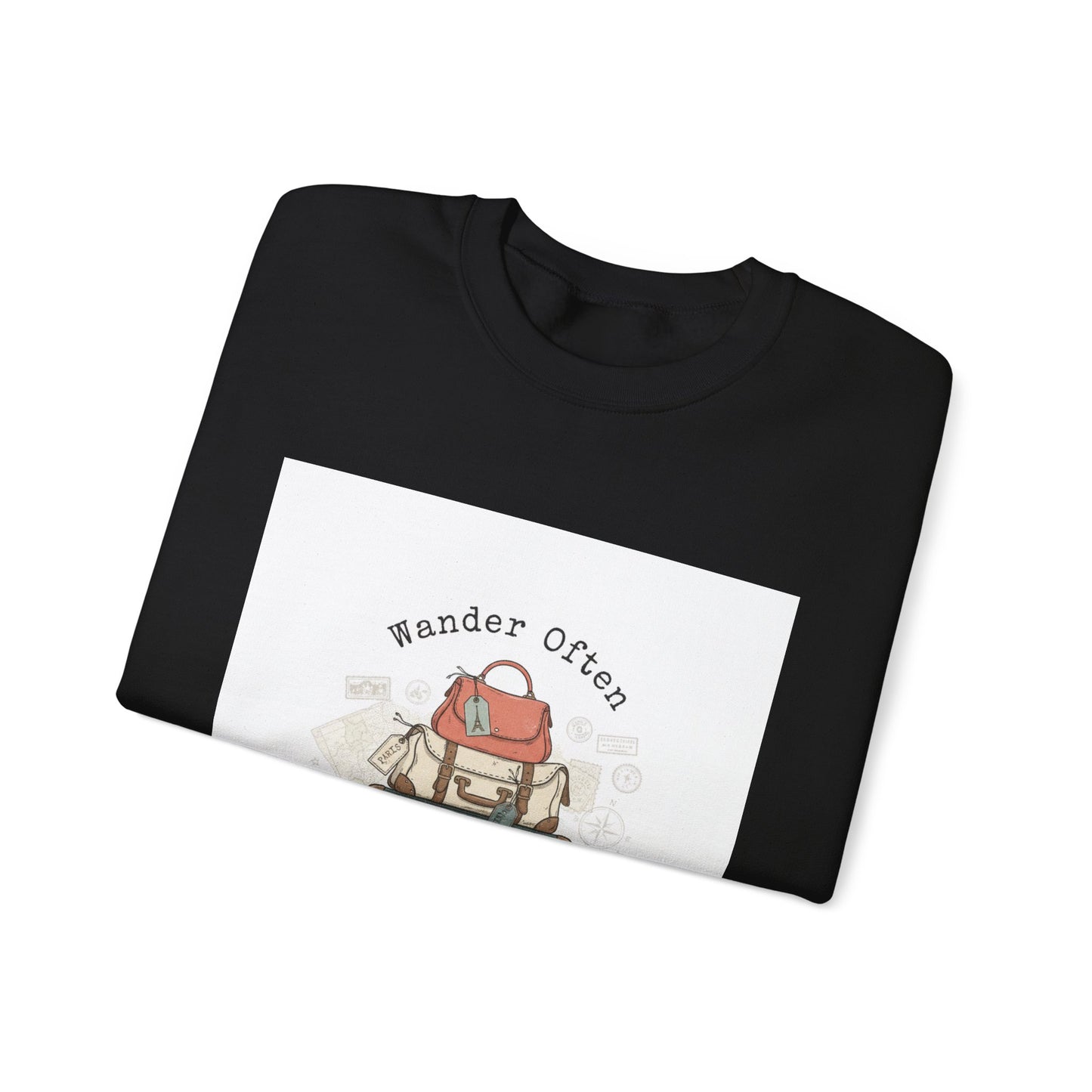 Wander Often vintage luggage stamp Sweatshirt | travel stamps, postcard vintage