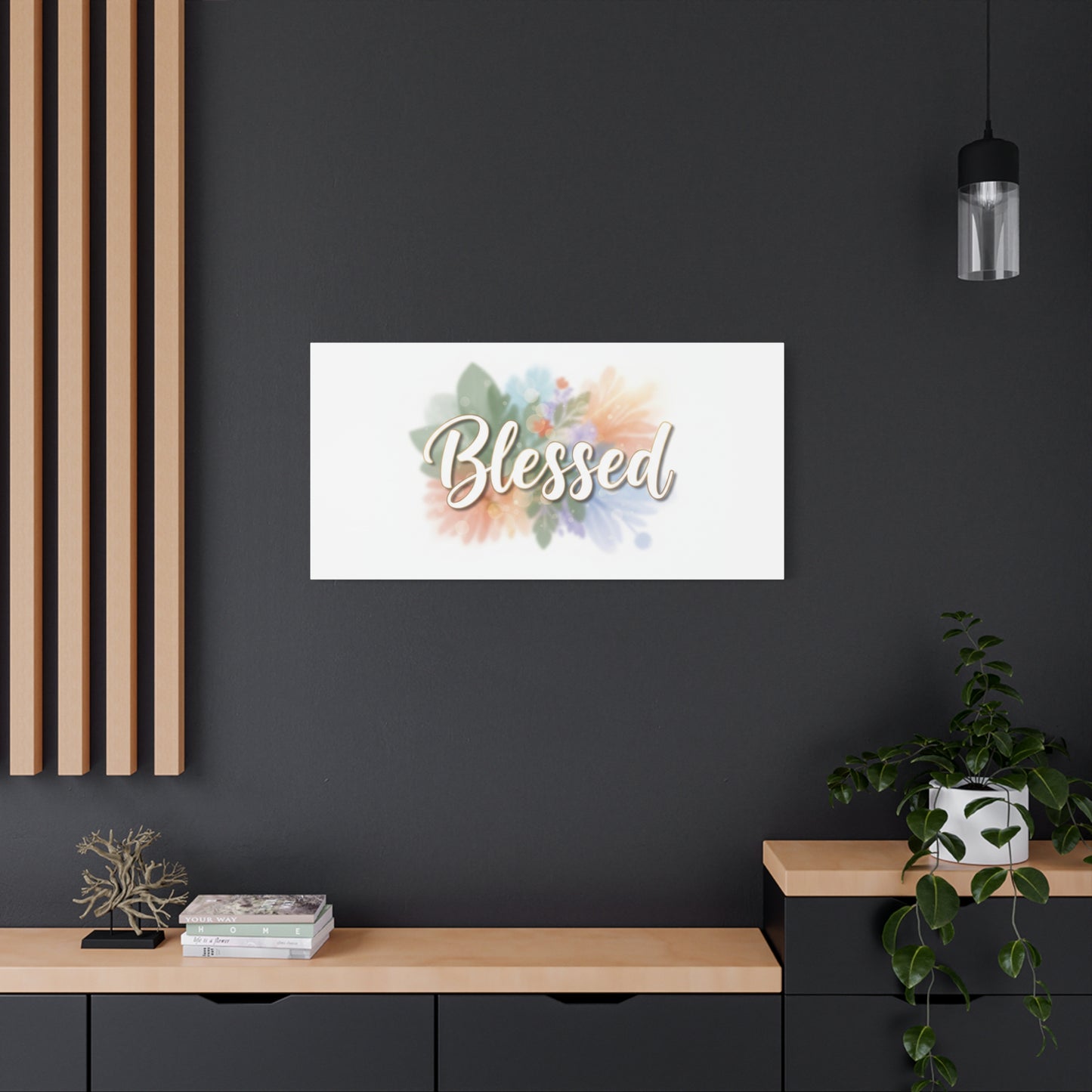 Blessed Floral Script Canvas
