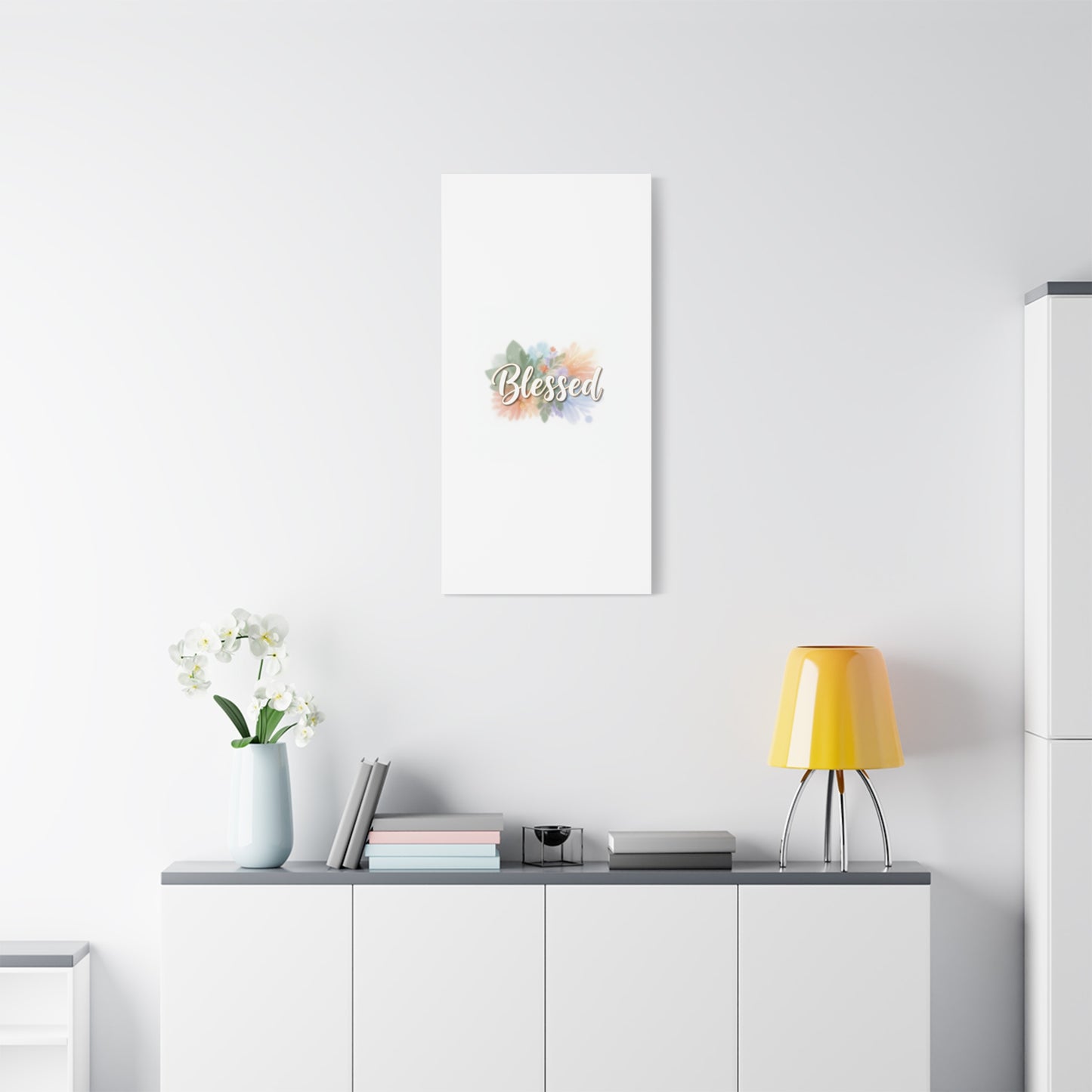 Blessed Floral Script Canvas
