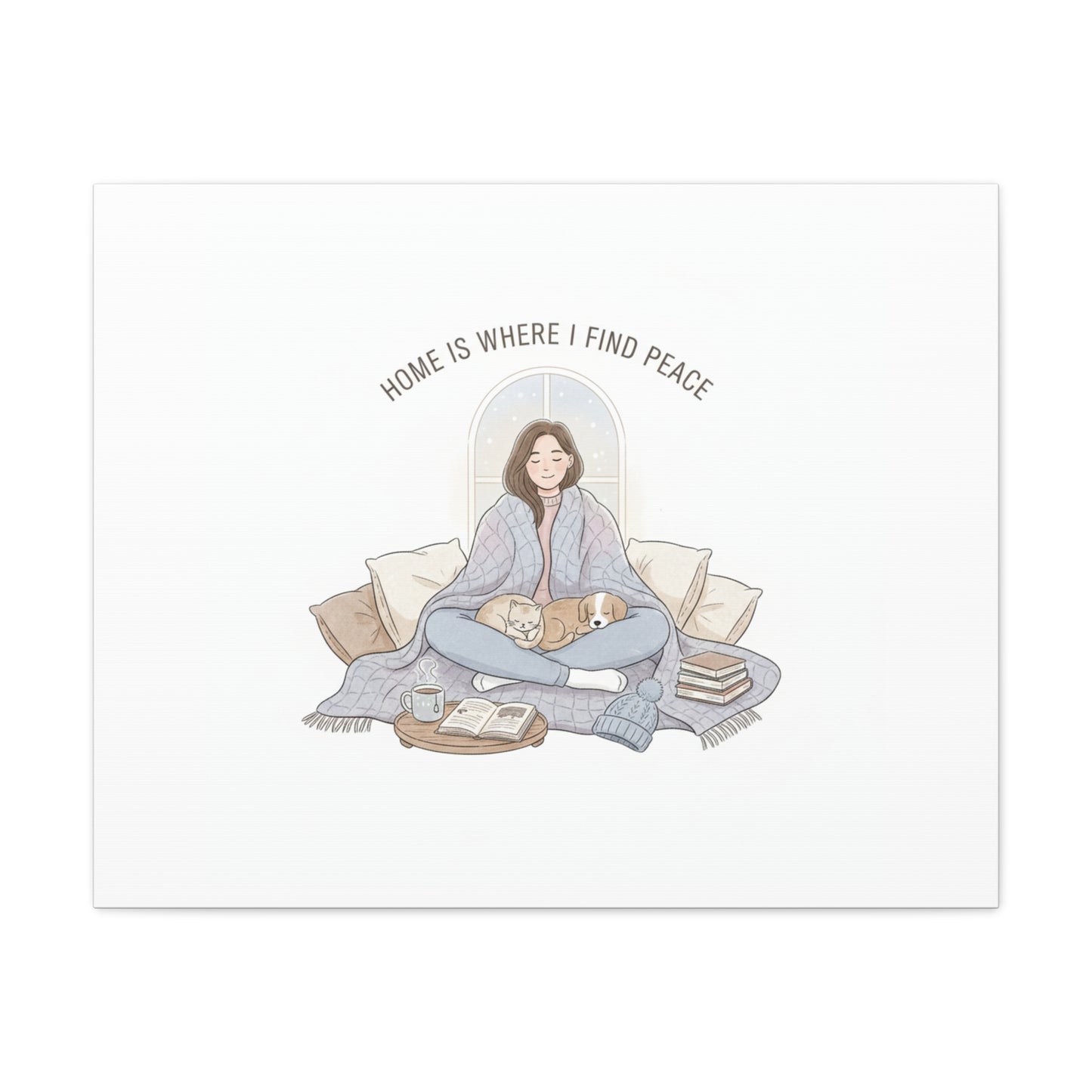 Home Is Where I Find Peace Canvas | Cozy Homebody Wall Art, Introvert Winter