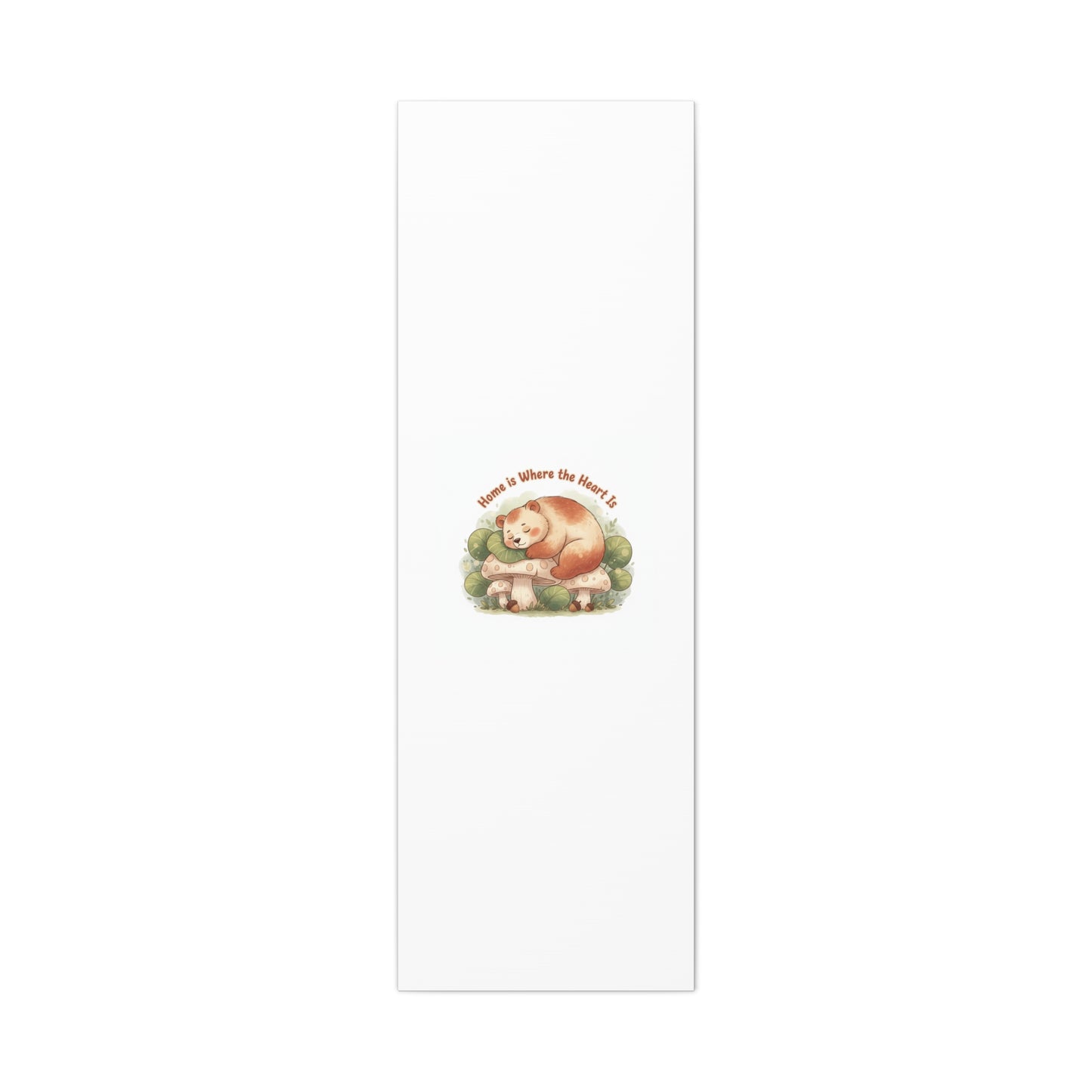 Cozy Sleeping Bear Canvas, winter forest art | cute animal illustration