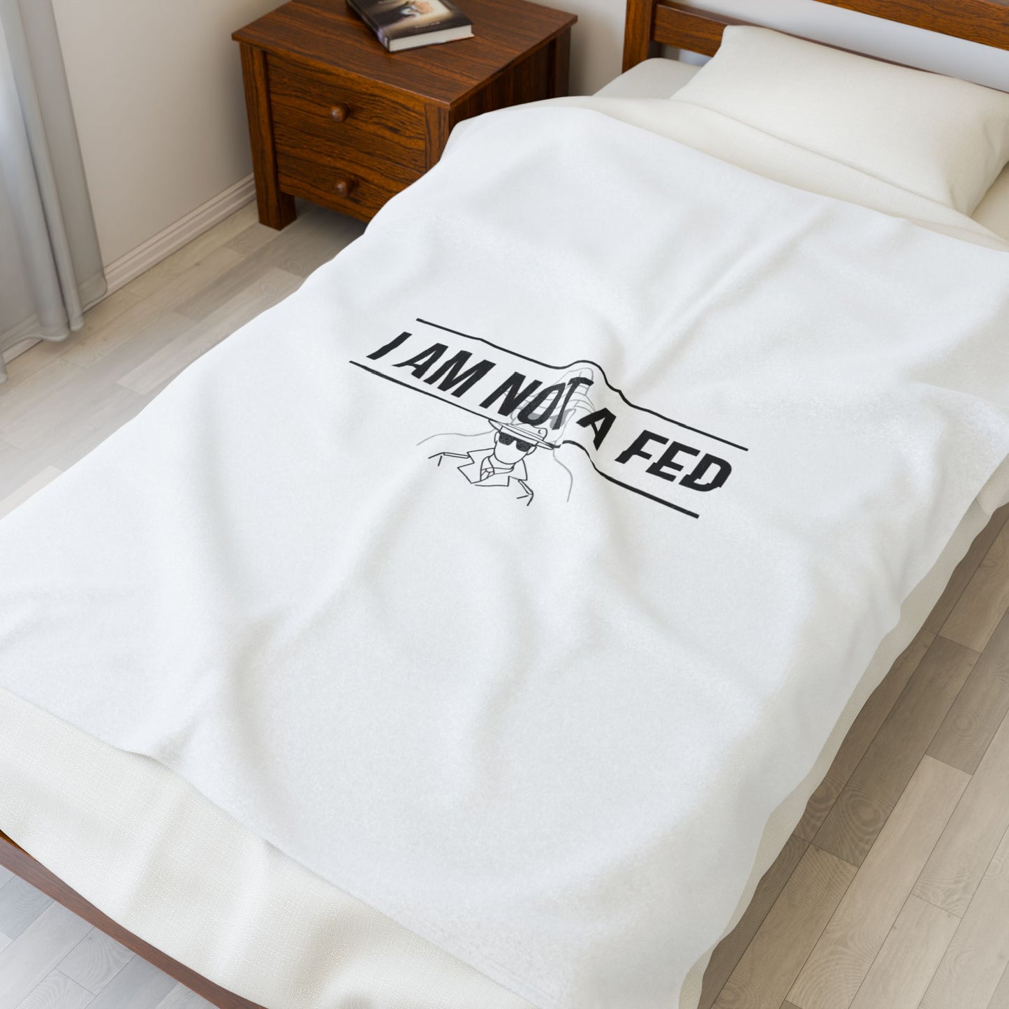 I Am Not A Fed Velveteen Blanket | Sarcastic Introvert Humor, Minimal Text