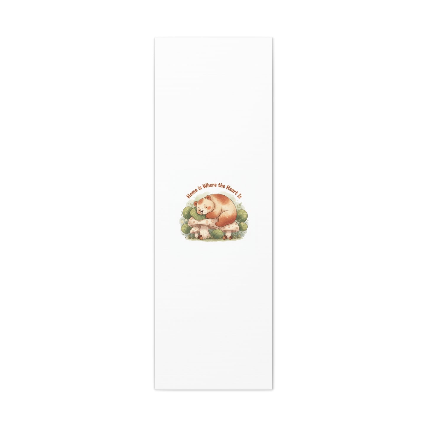 Cozy Sleeping Bear Canvas, winter forest art | cute animal illustration