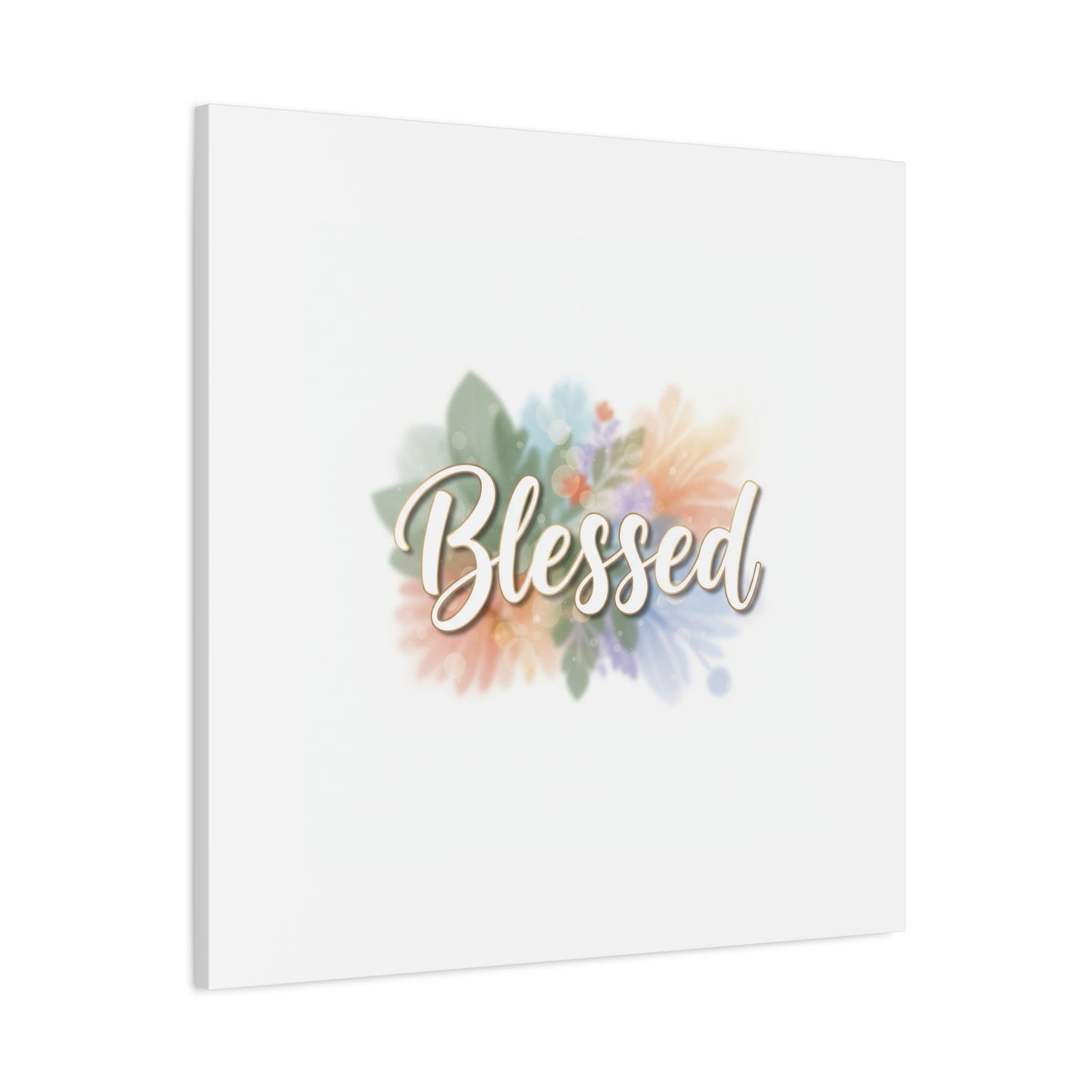 Blessed Floral Script Canvas