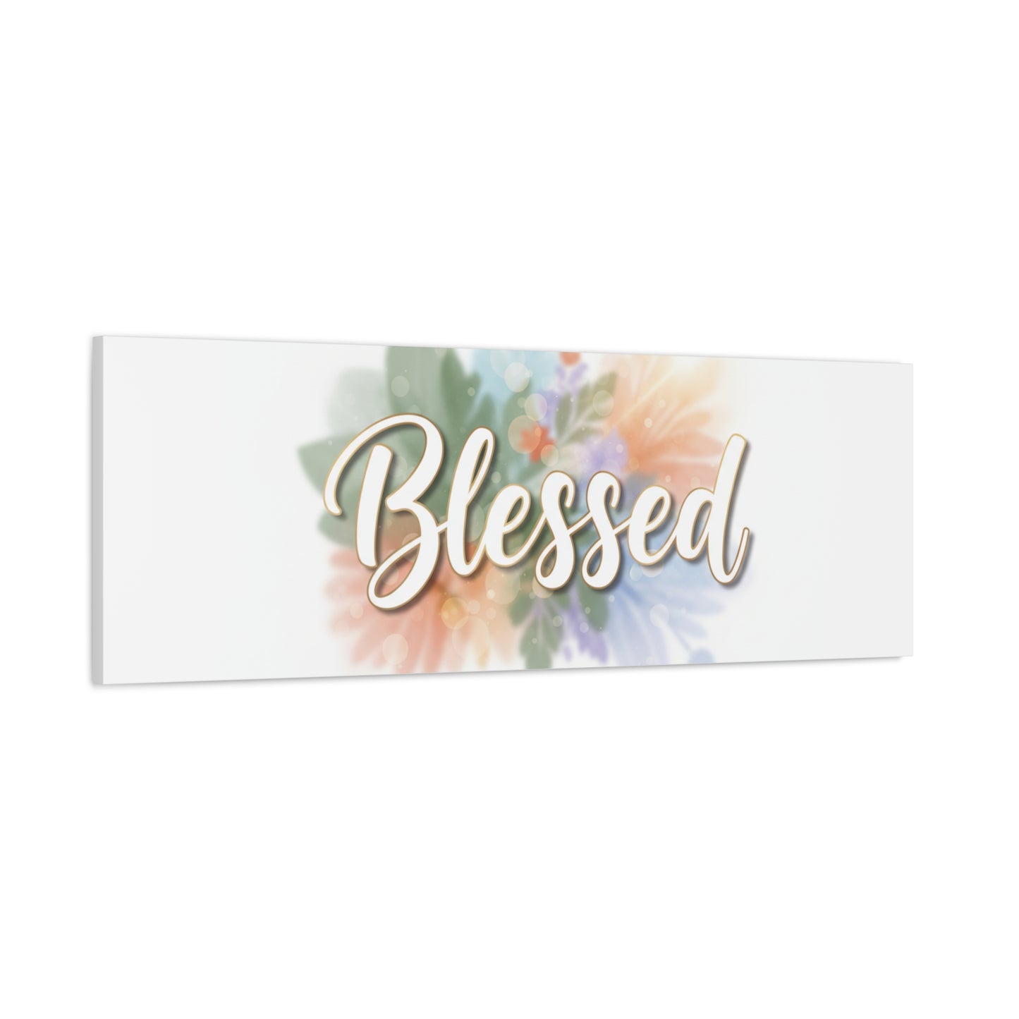 Blessed Floral Script Canvas