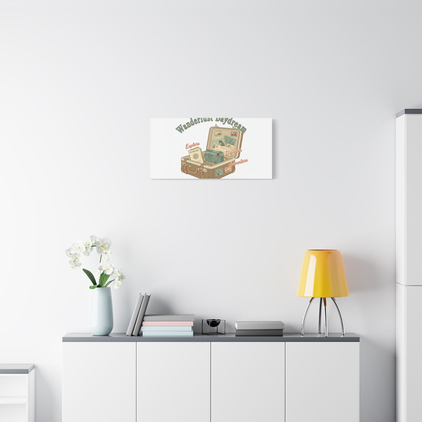 Wanderlust Daydream Travel Postcard Canvas | Retro Travel Stamp Decor