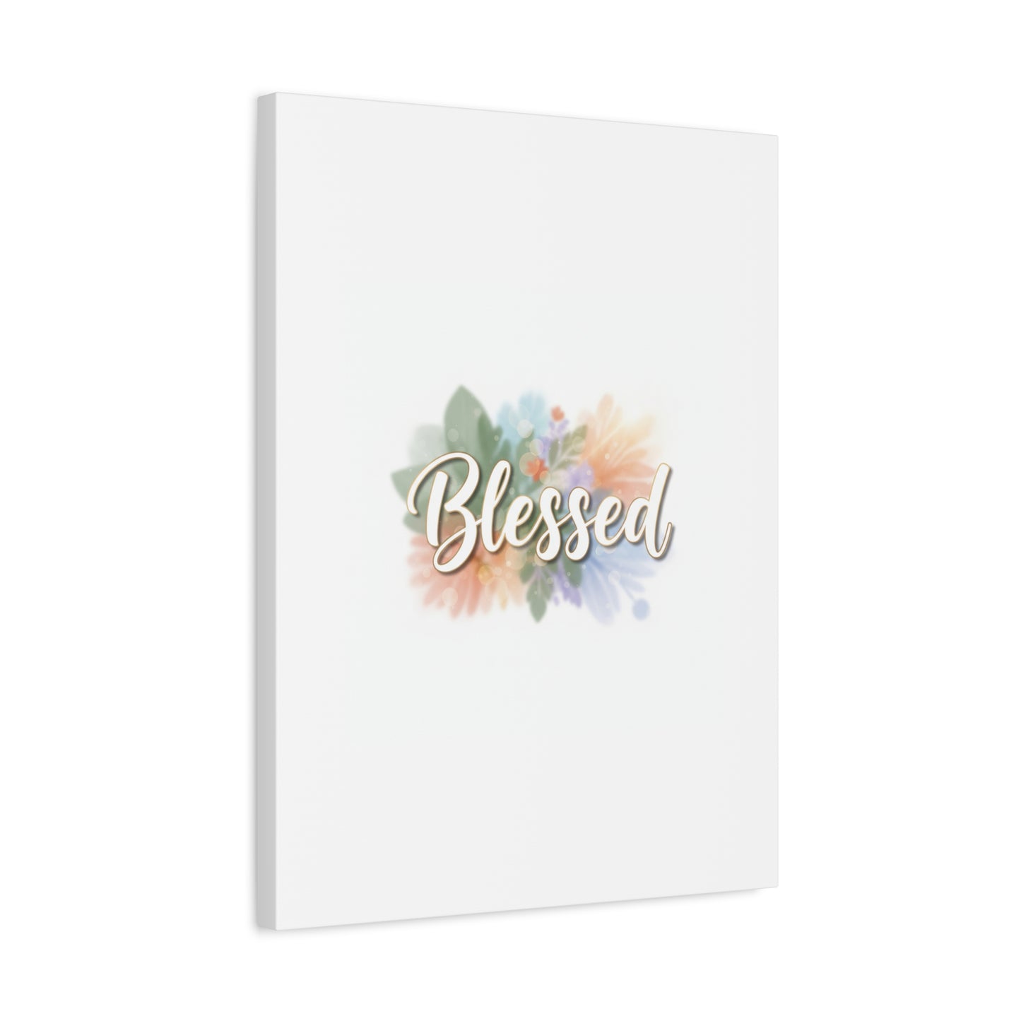 Blessed Floral Script Canvas