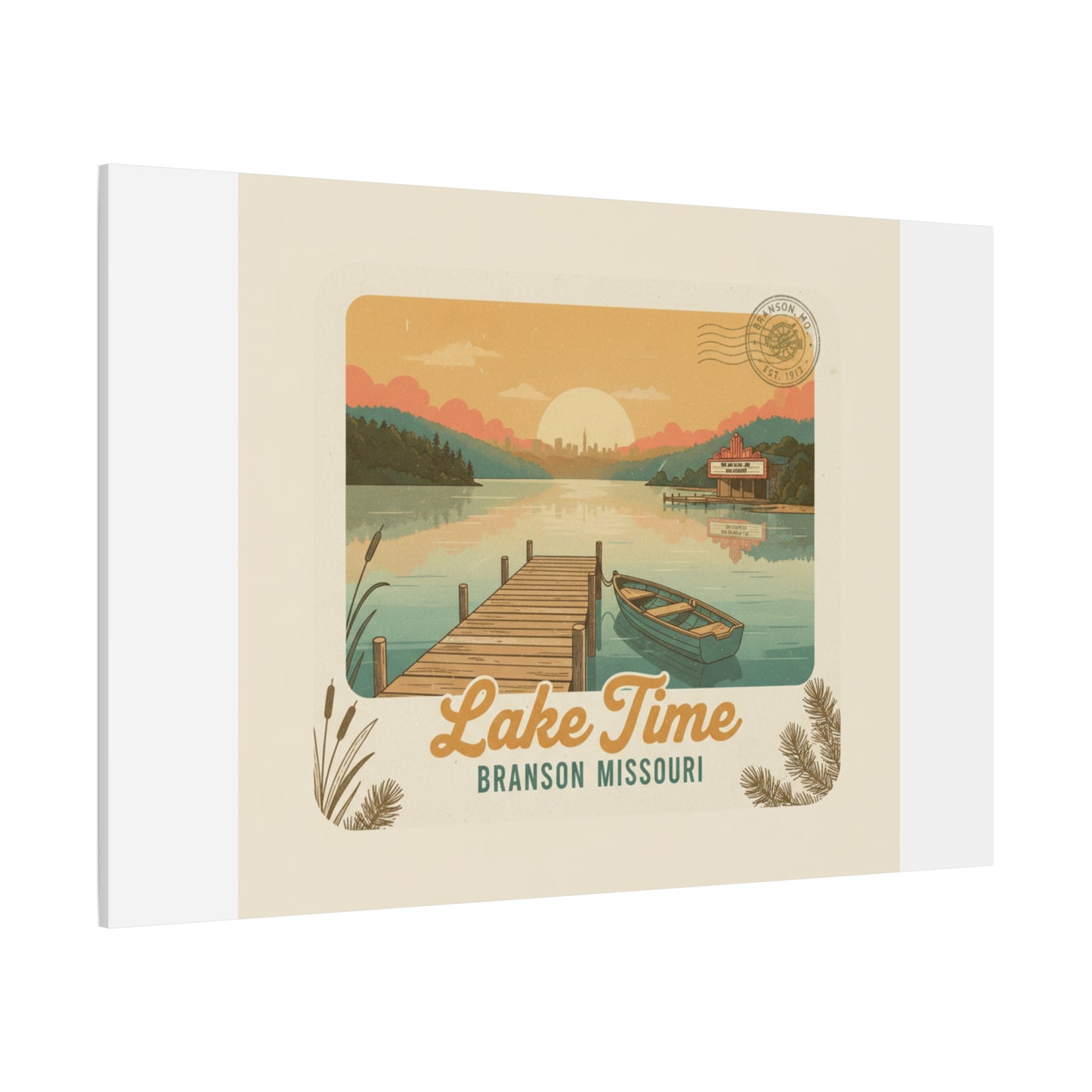 Vintage Postcard Canvas Lake Time Print