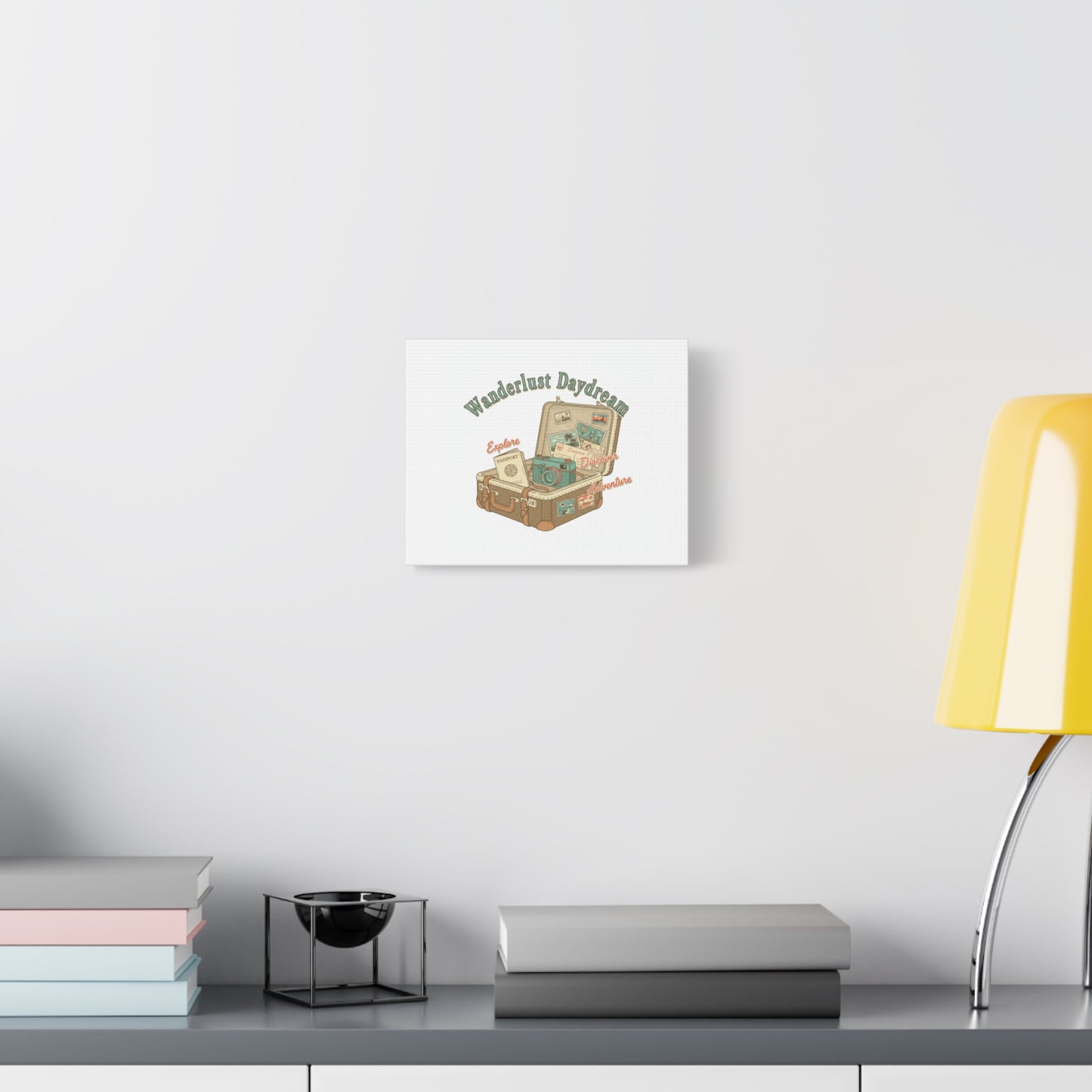 Wanderlust Daydream Travel Postcard Canvas | Retro Travel Stamp Decor