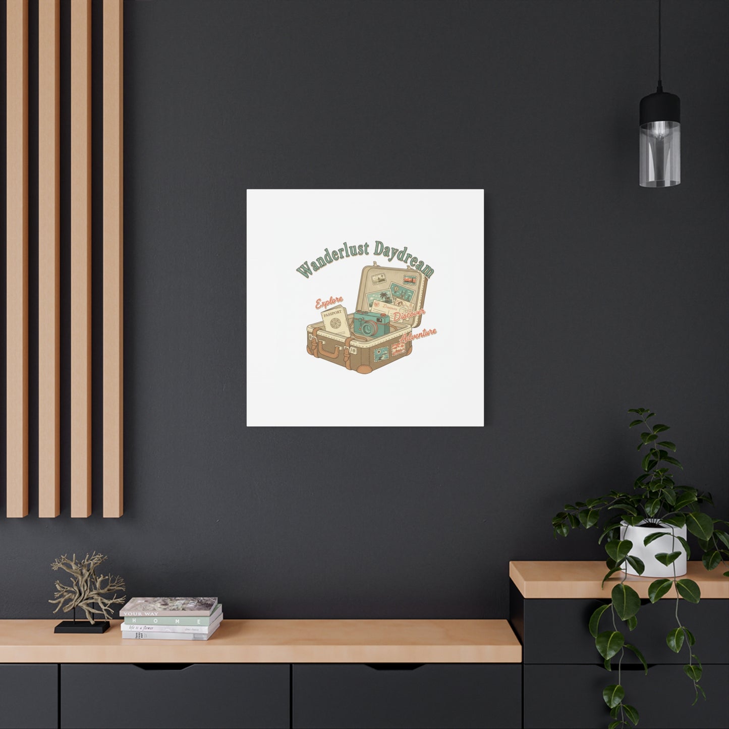 Wanderlust Daydream Travel Postcard Canvas | Retro Travel Stamp Decor