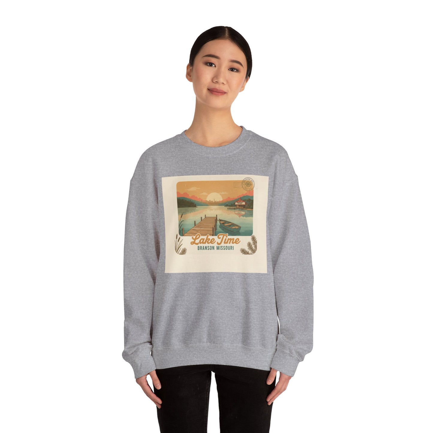 Lake Time vintage postcard sweatshirt