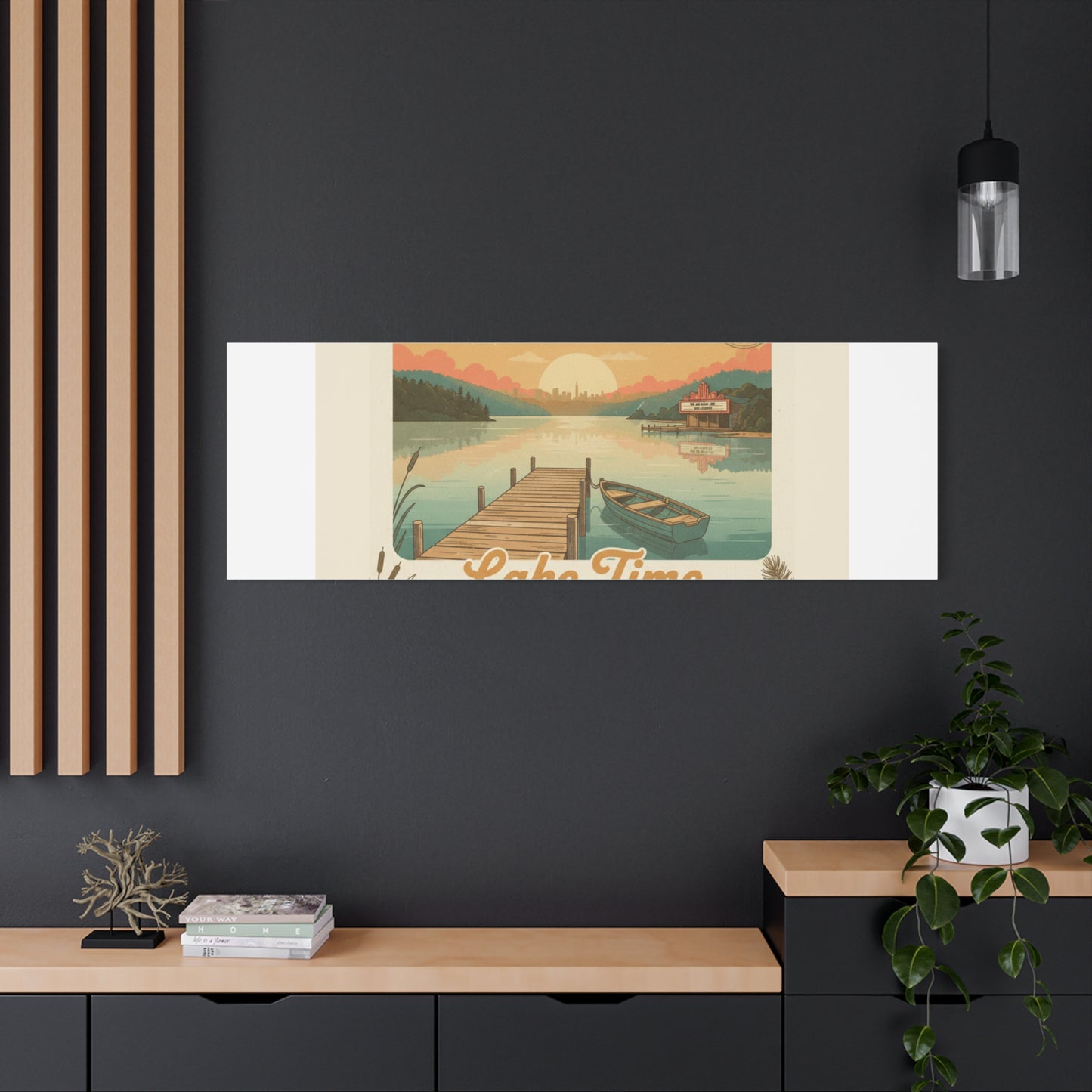 Vintage Postcard Canvas Lake Time Print
