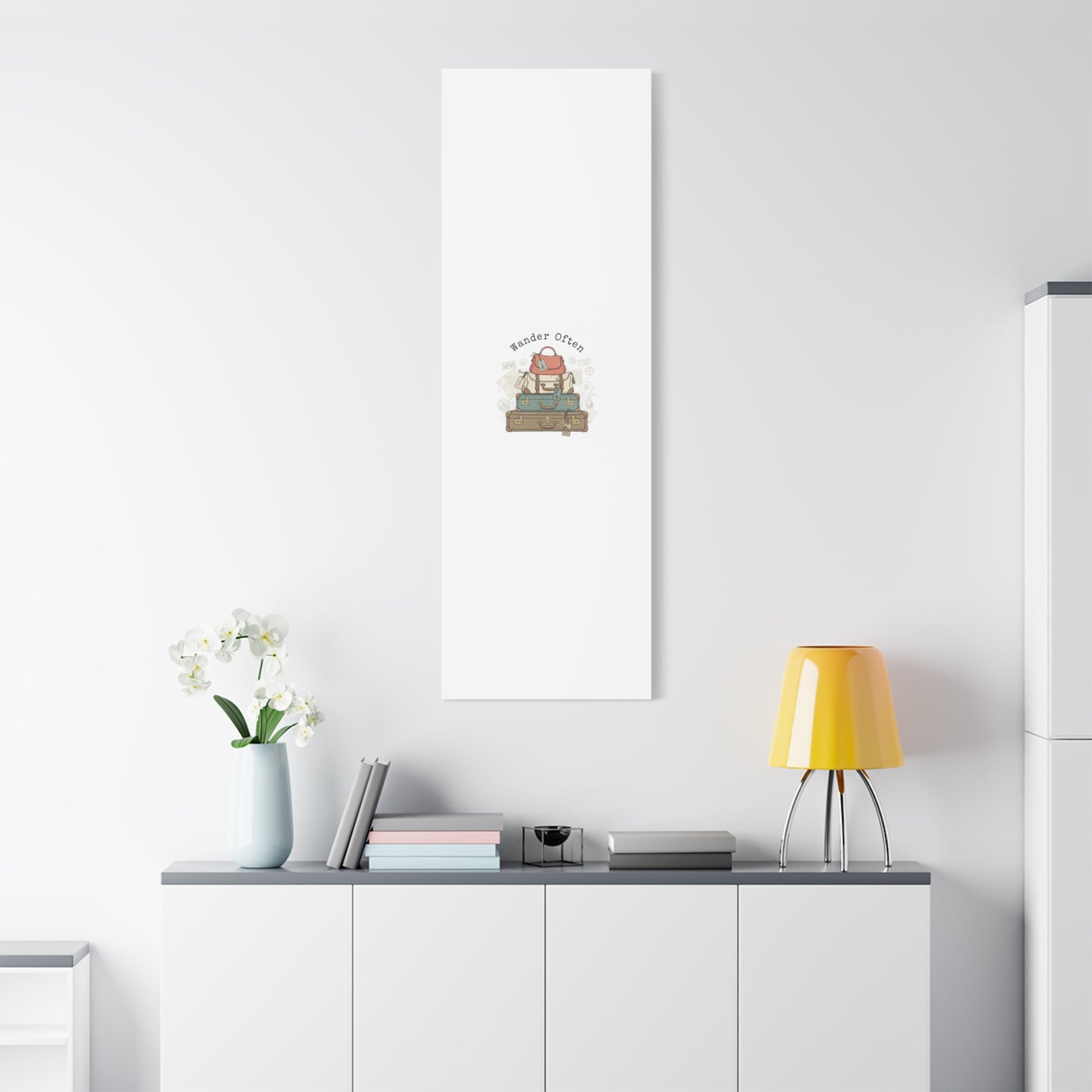 Wander Often Vintage Luggage Stack Canvas, travel stamps | passport stamp wanderlust