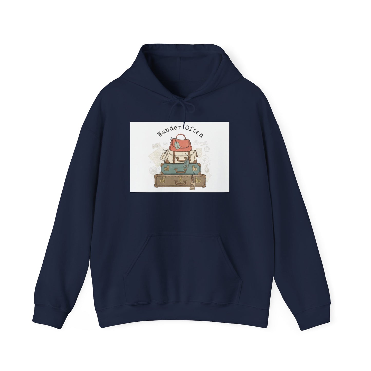 Wanderlust Passport Stamp Hoodie | retro travel postcard, vintage stamp design
