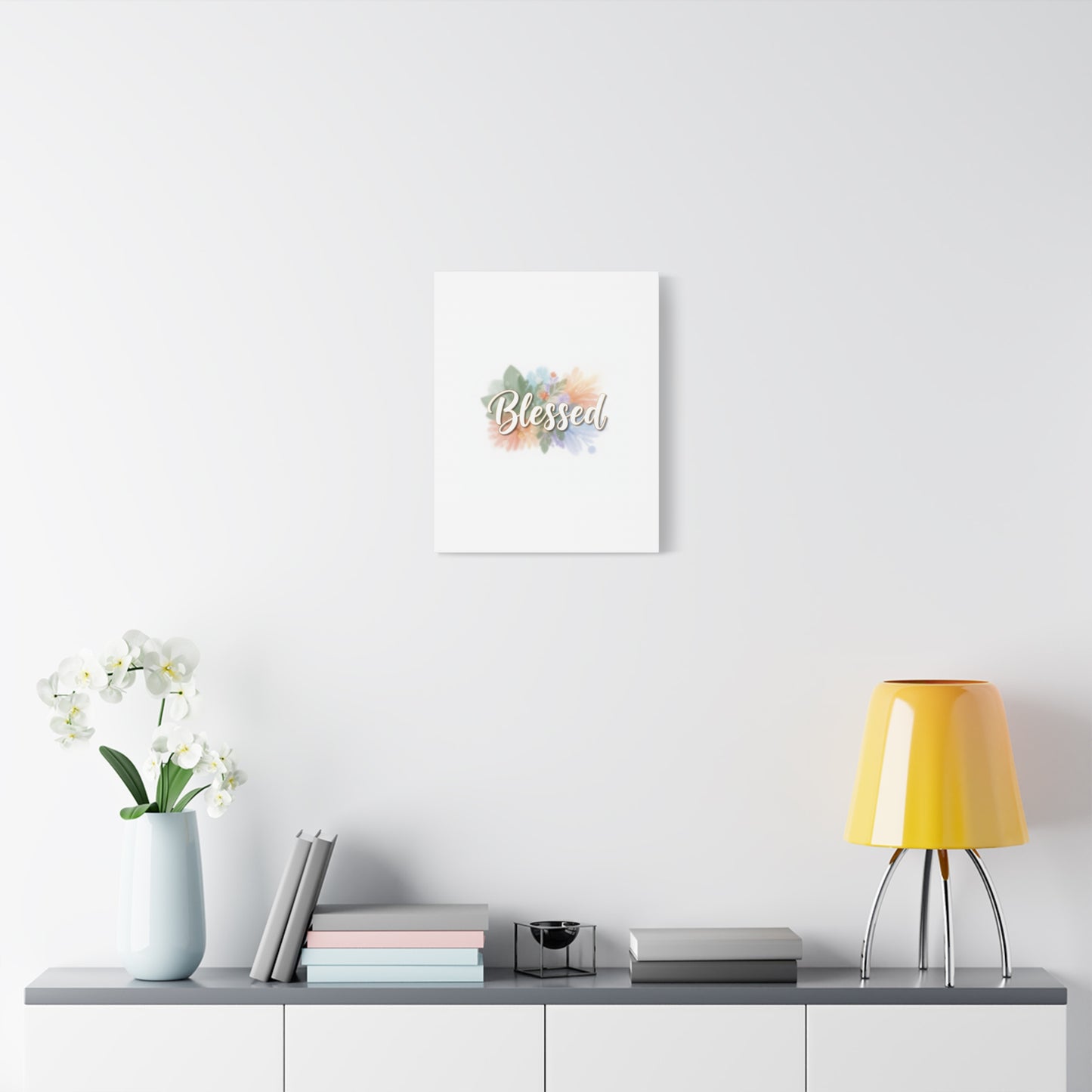 Blessed Floral Script Canvas