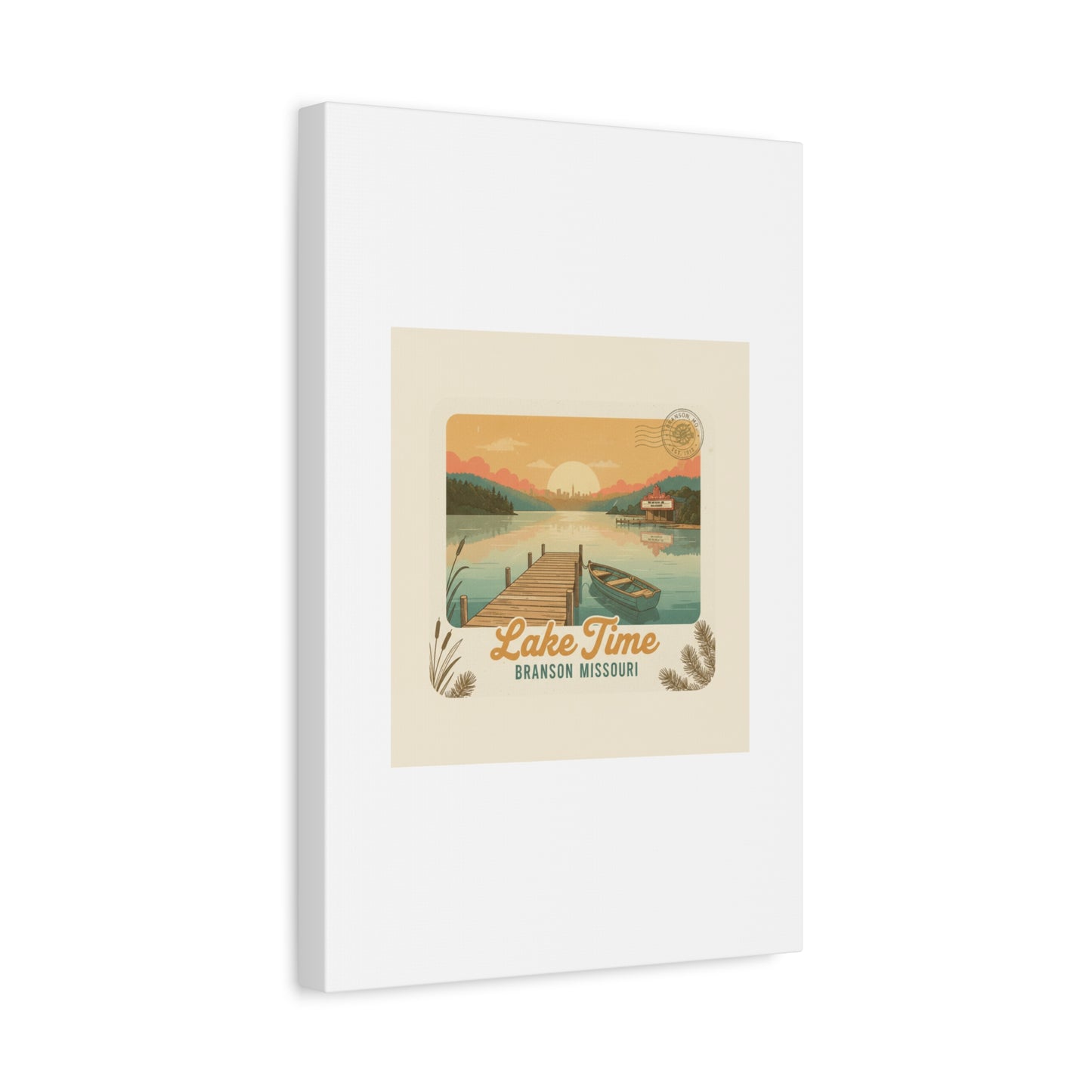 Vintage Postcard Canvas Lake Time Print