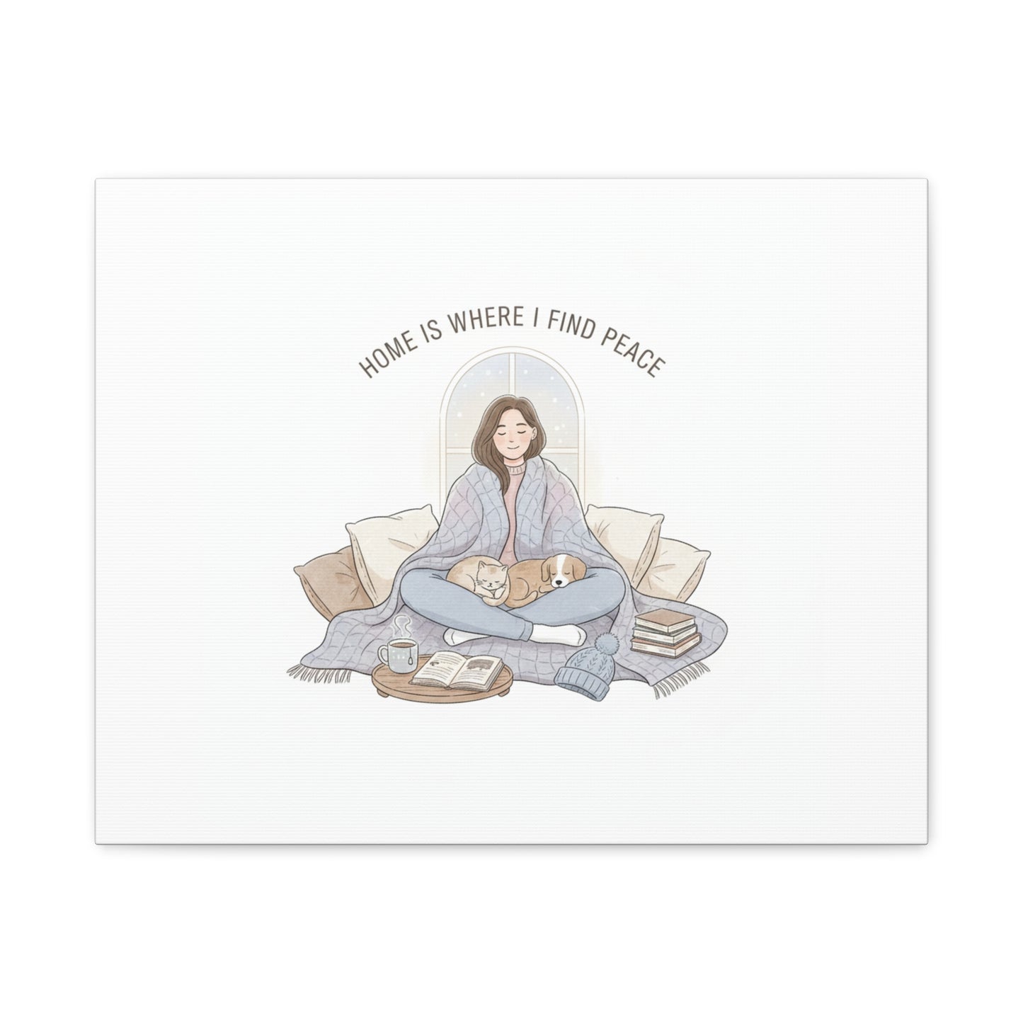 Home Is Where I Find Peace Canvas | Cozy Homebody Wall Art, Introvert Winter