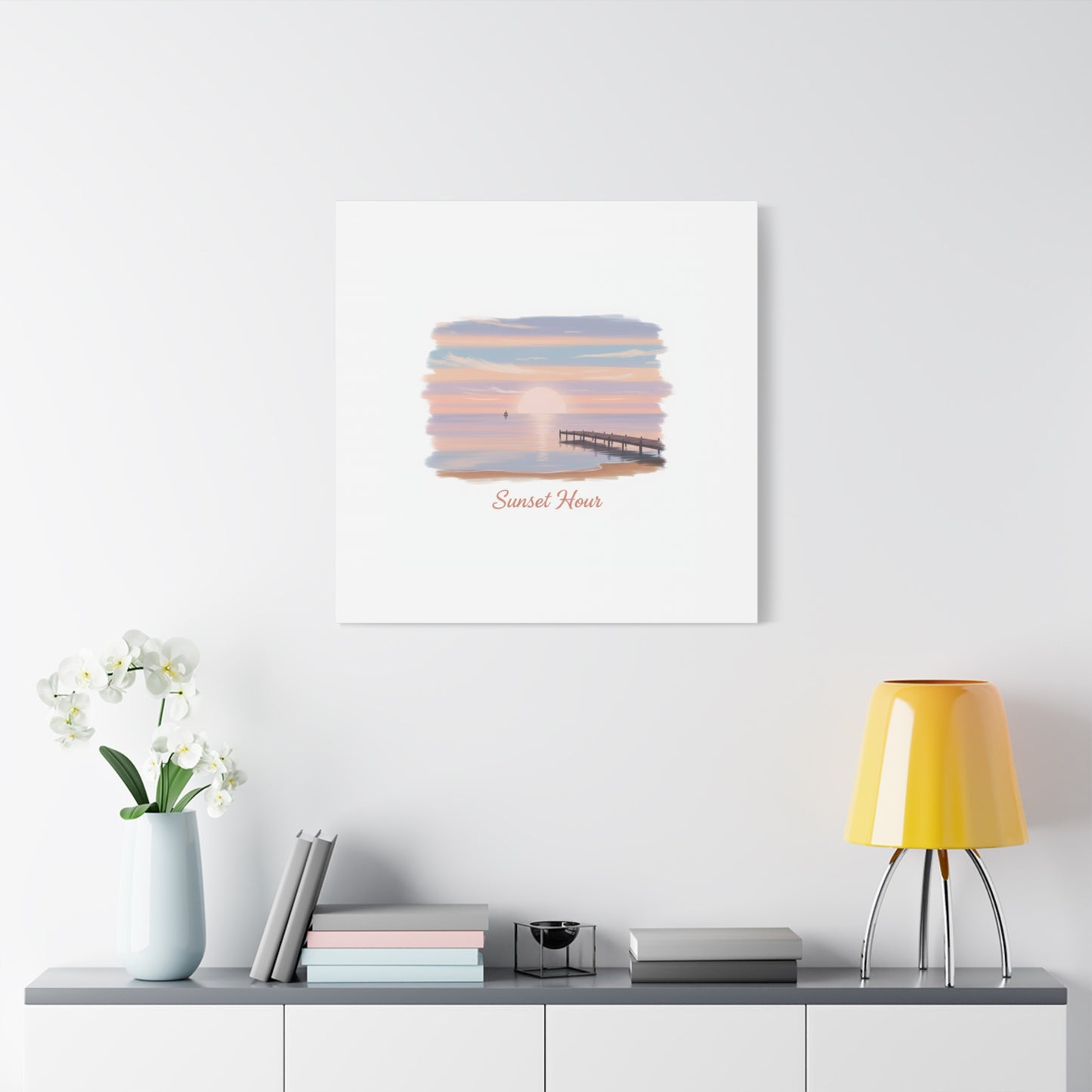 Sunset Hour Canvas, Matte Stretched 1.25" | Minimal Luxe Gold Accent