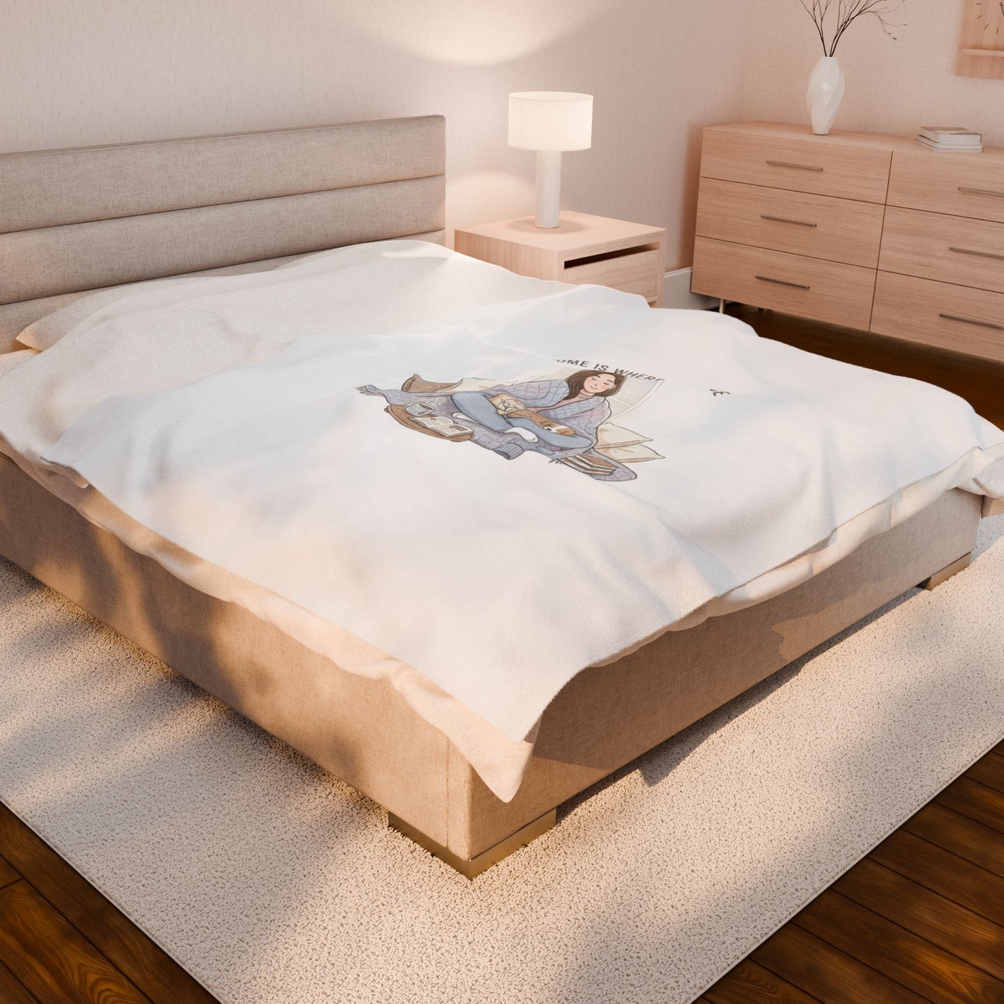Home Is Where I Find Peace Velveteen Blanket | Introvert Homebody, Cozy Winter