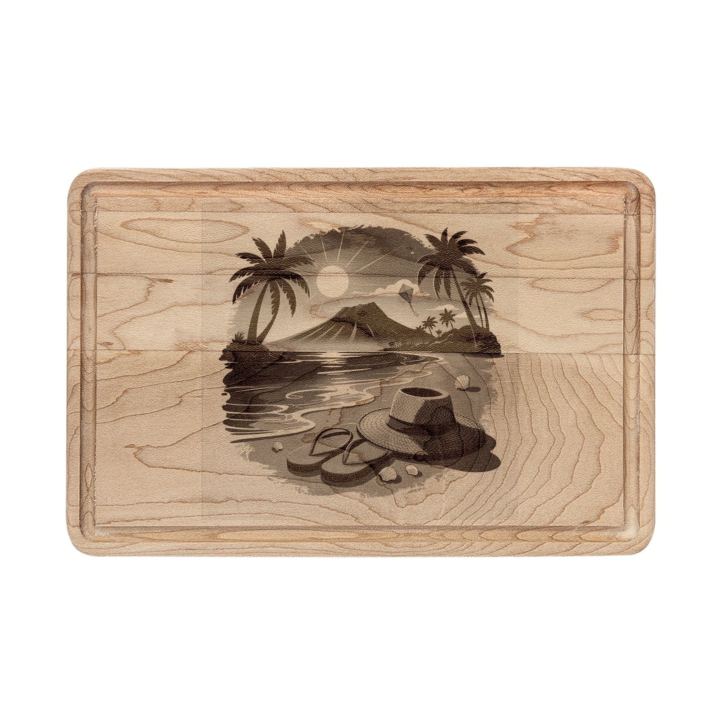 Tropical themed -- Engraved Tropical Beach Cutting Board