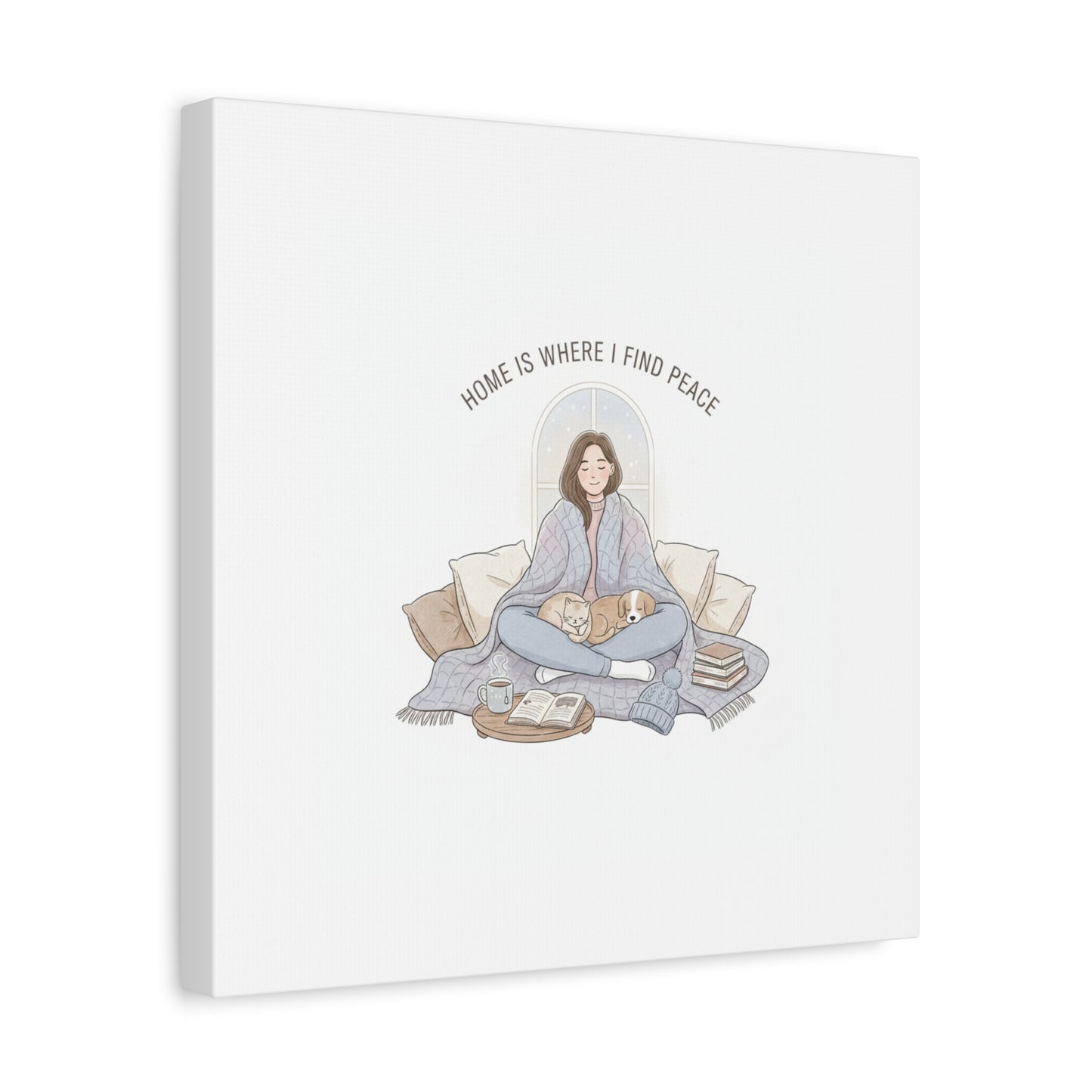 Home Is Where I Find Peace Canvas | Cozy Homebody Wall Art, Introvert Winter