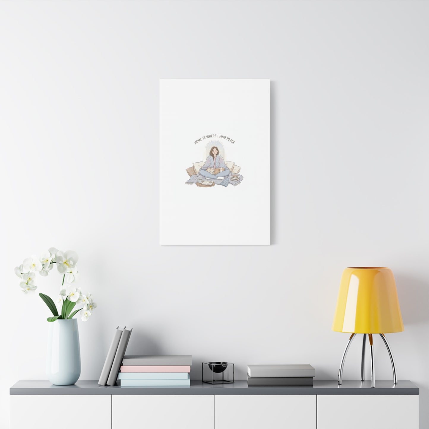 Home Is Where I Find Peace Canvas | Cozy Homebody Wall Art, Introvert Winter