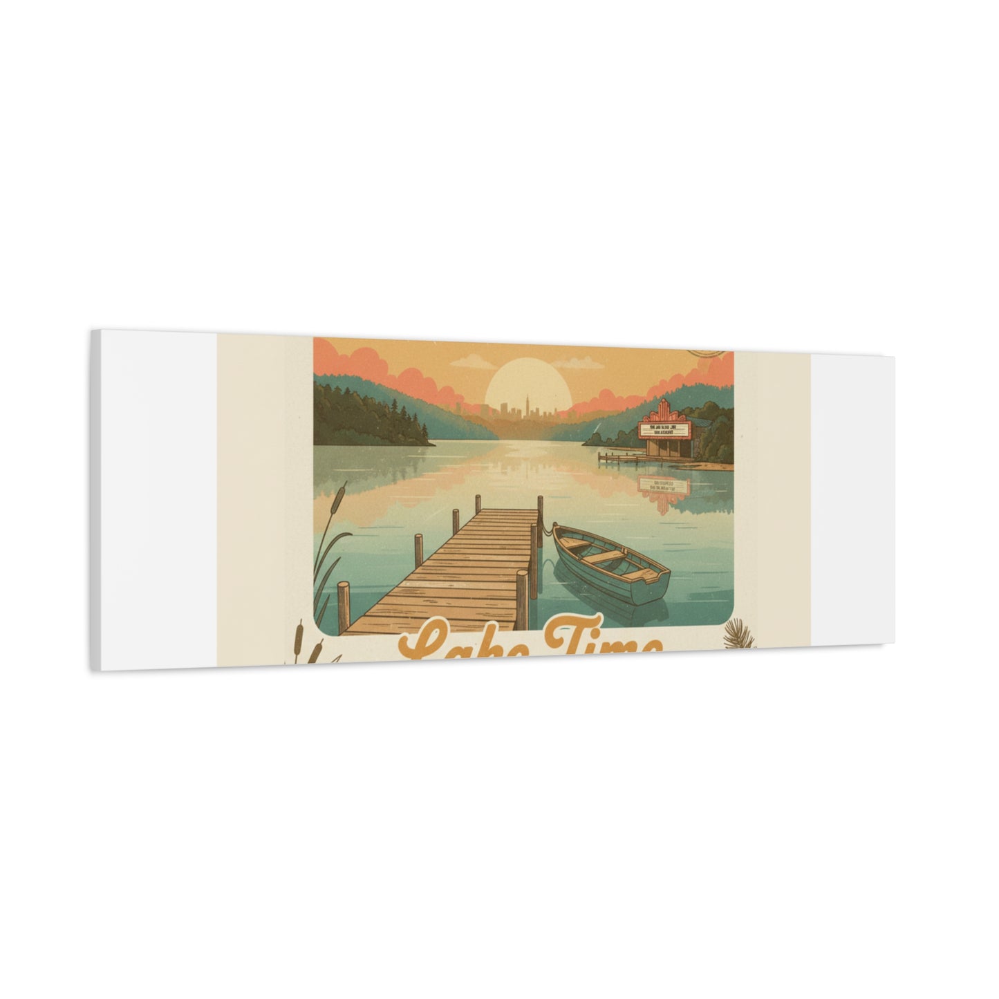Vintage Postcard Canvas Lake Time Print