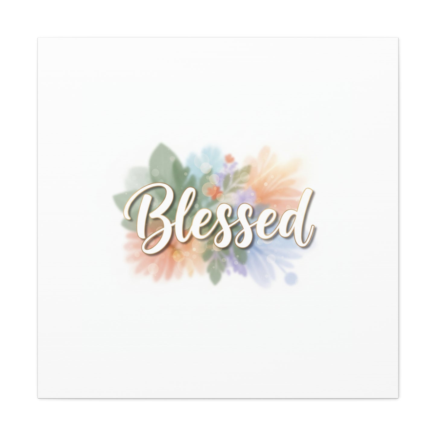 Blessed Floral Script Canvas