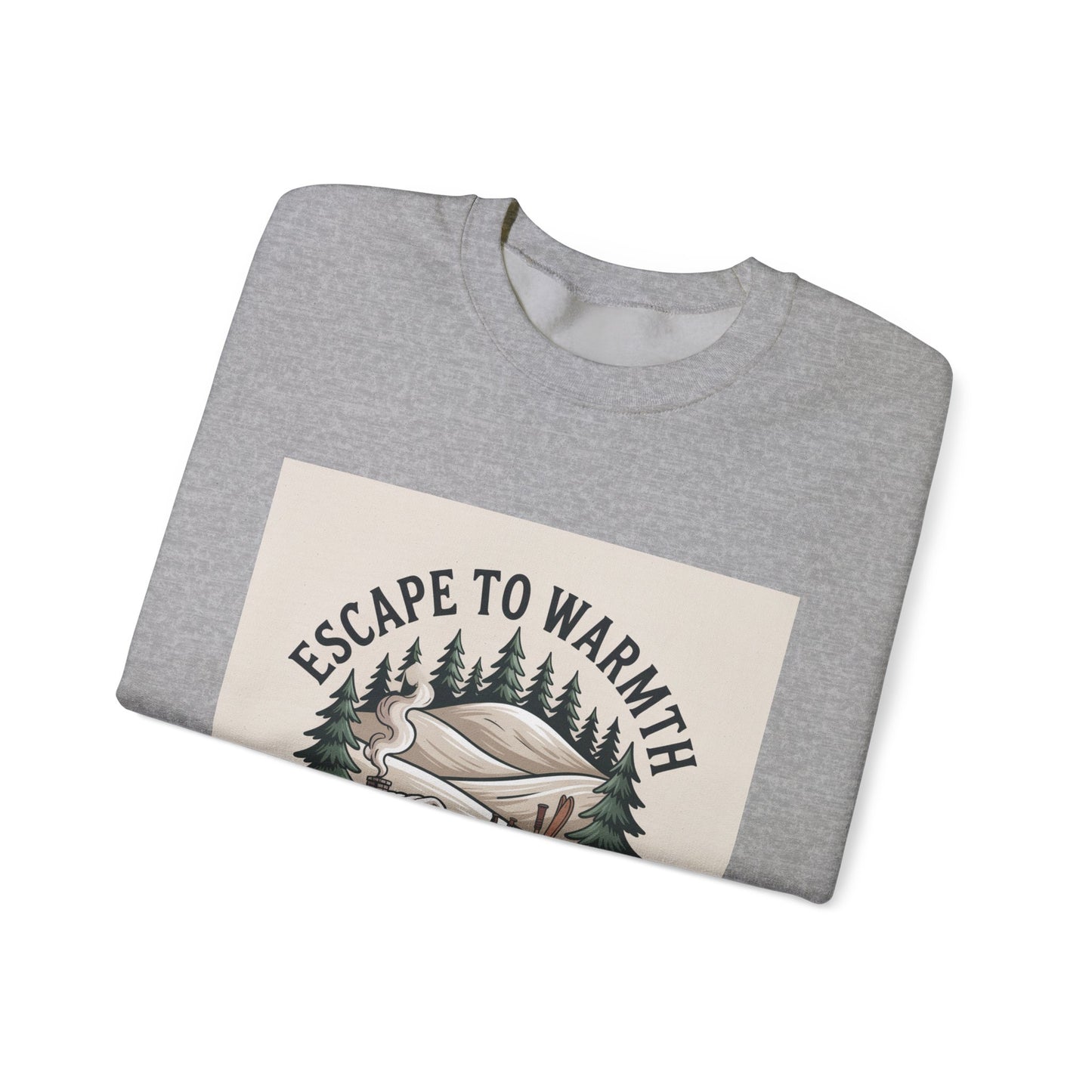 Escape to Warmth Cabin Vibes Sweatshirt | mountain silhouette, pine tree sweatshirt